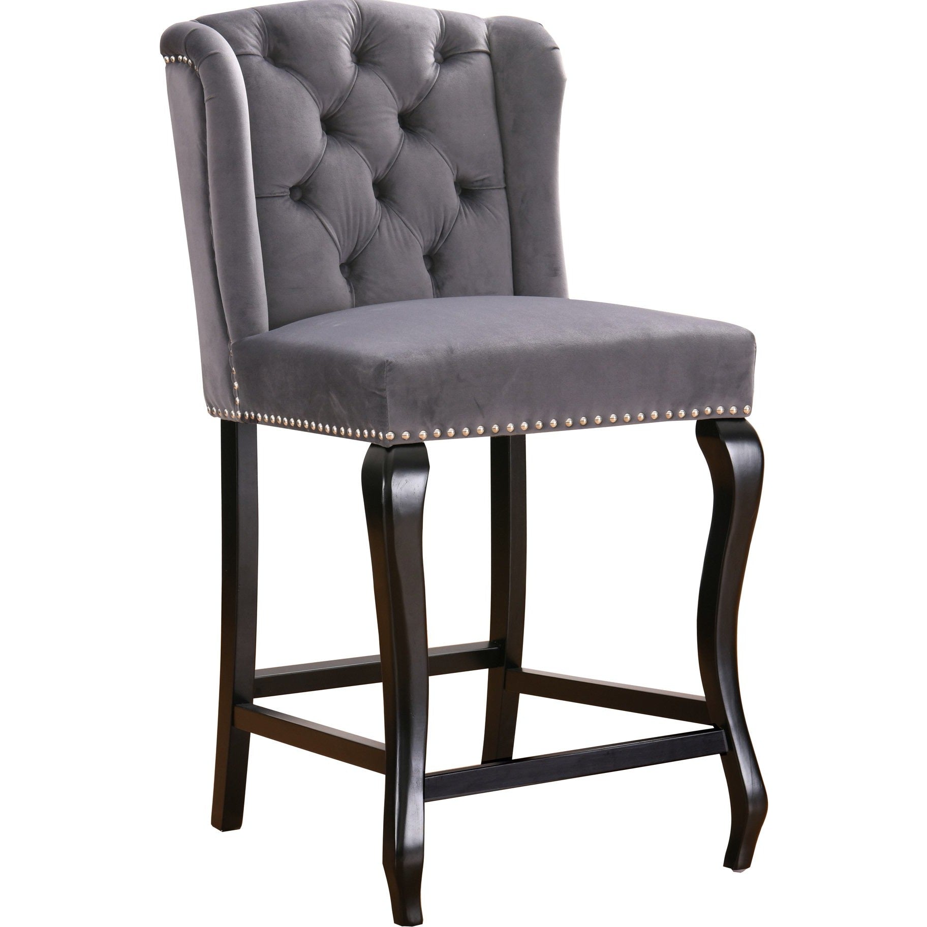 Meridian Furniture Suri Grey Velvet Stool-Minimal & Modern