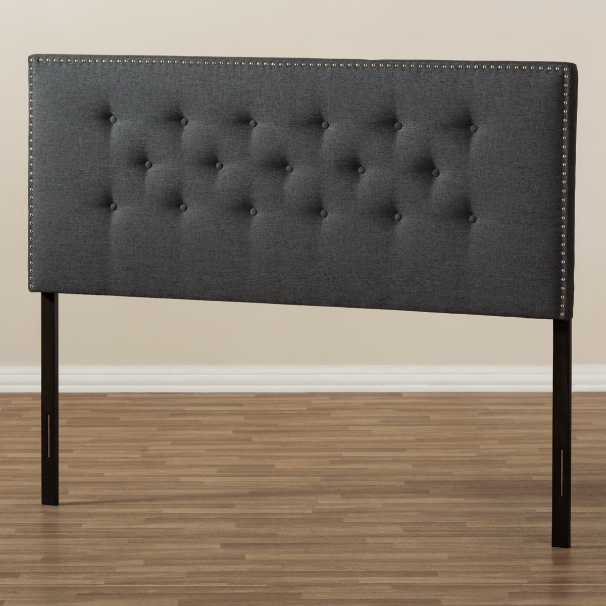 Baxton Studio Windsor Modern and Contemporary Dark Grey Fabric Queen Size Headboard Baxton Studio-Headboards-Minimal And Modern - 5