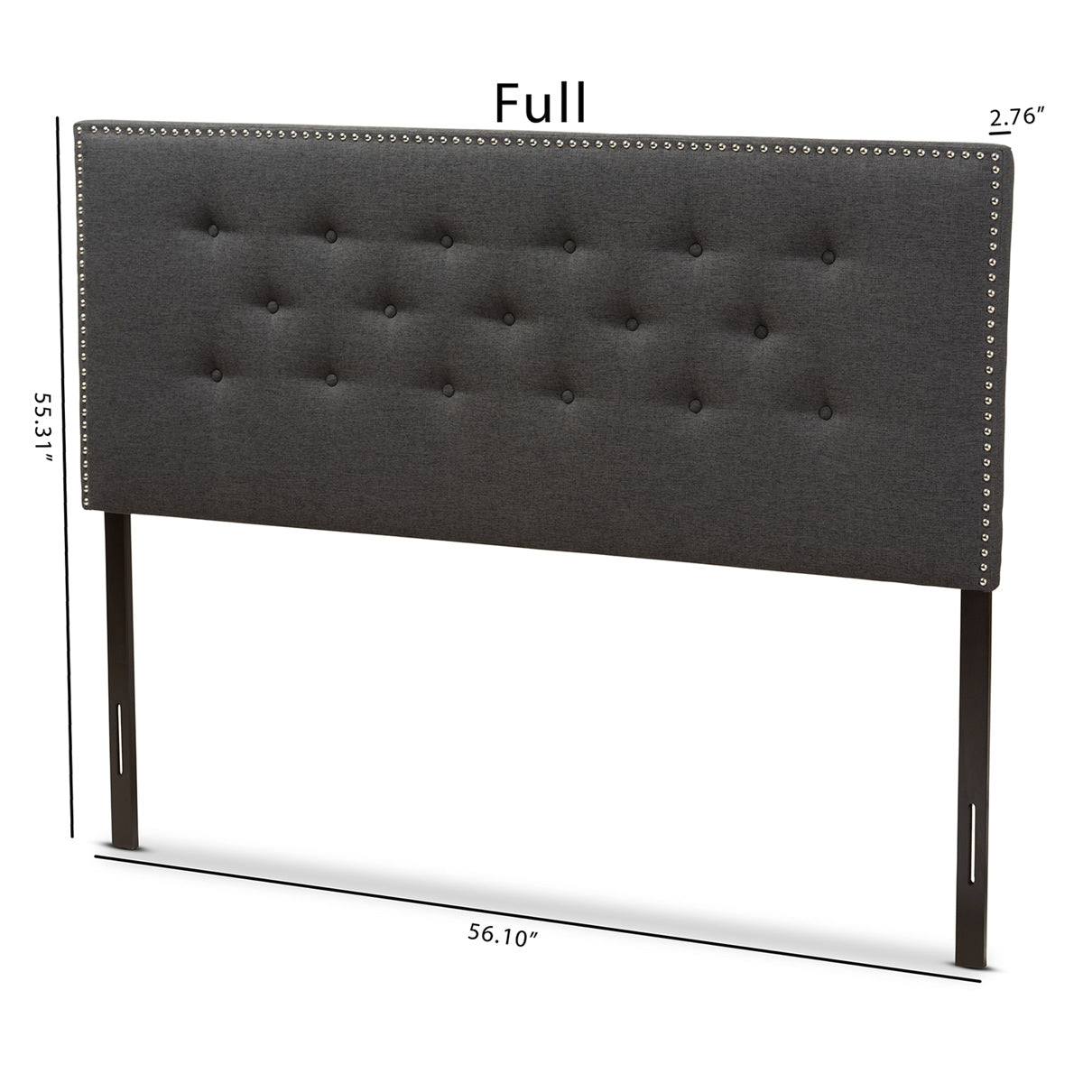 Baxton Studio Windsor Modern and Contemporary Dark Grey Fabric Full Size Headboard Baxton Studio-Headboards-Minimal And Modern - 6