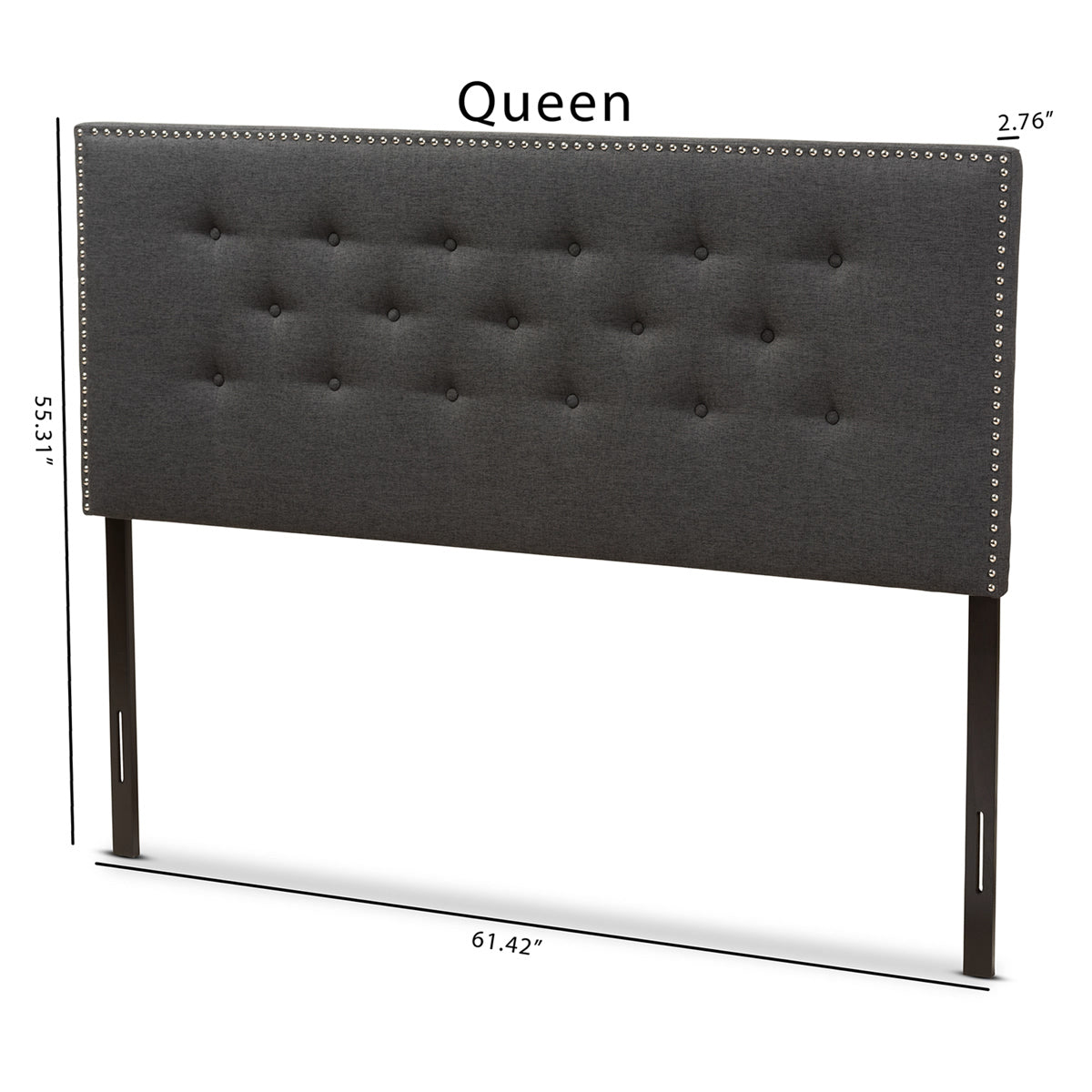 Baxton Studio Windsor Modern and Contemporary Dark Grey Fabric Queen Size Headboard Baxton Studio-Headboards-Minimal And Modern - 6