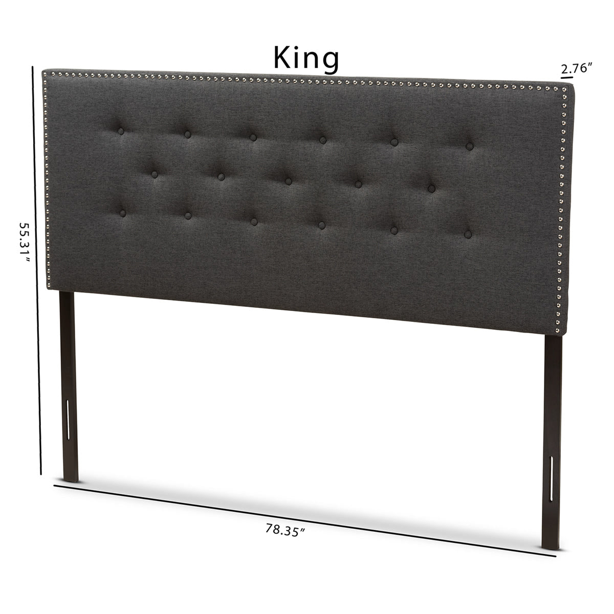 Baxton Studio Windsor Modern and Contemporary Dark Grey Fabric King Size Headboard Baxton Studio-Headboards-Minimal And Modern - 6