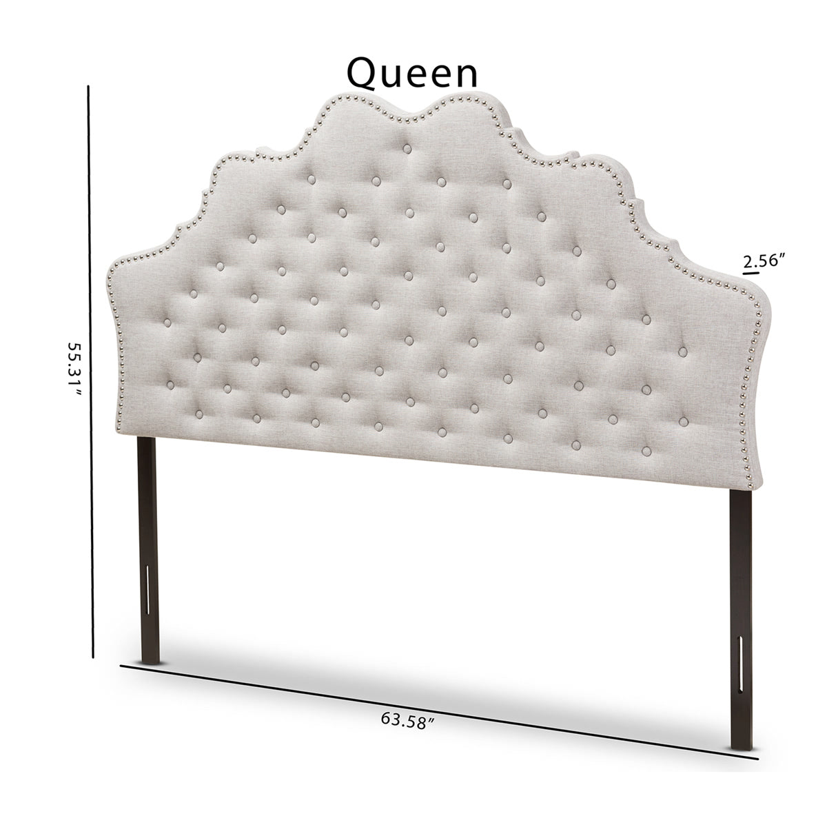 Baxton Studio Hilda Modern and Contemporary Greyish Beige Fabric Queen Size Headboard Baxton Studio-Headboards-Minimal And Modern - 6