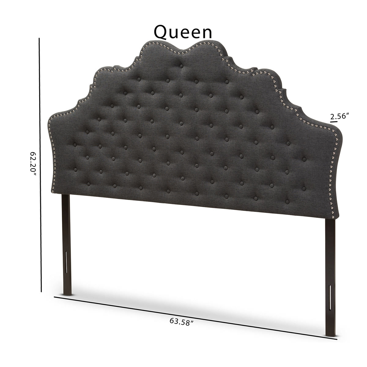 Baxton Studio Hilda Modern and Contemporary Dark Grey Fabric Queen Size Headboard Baxton Studio-Headboards-Minimal And Modern - 6