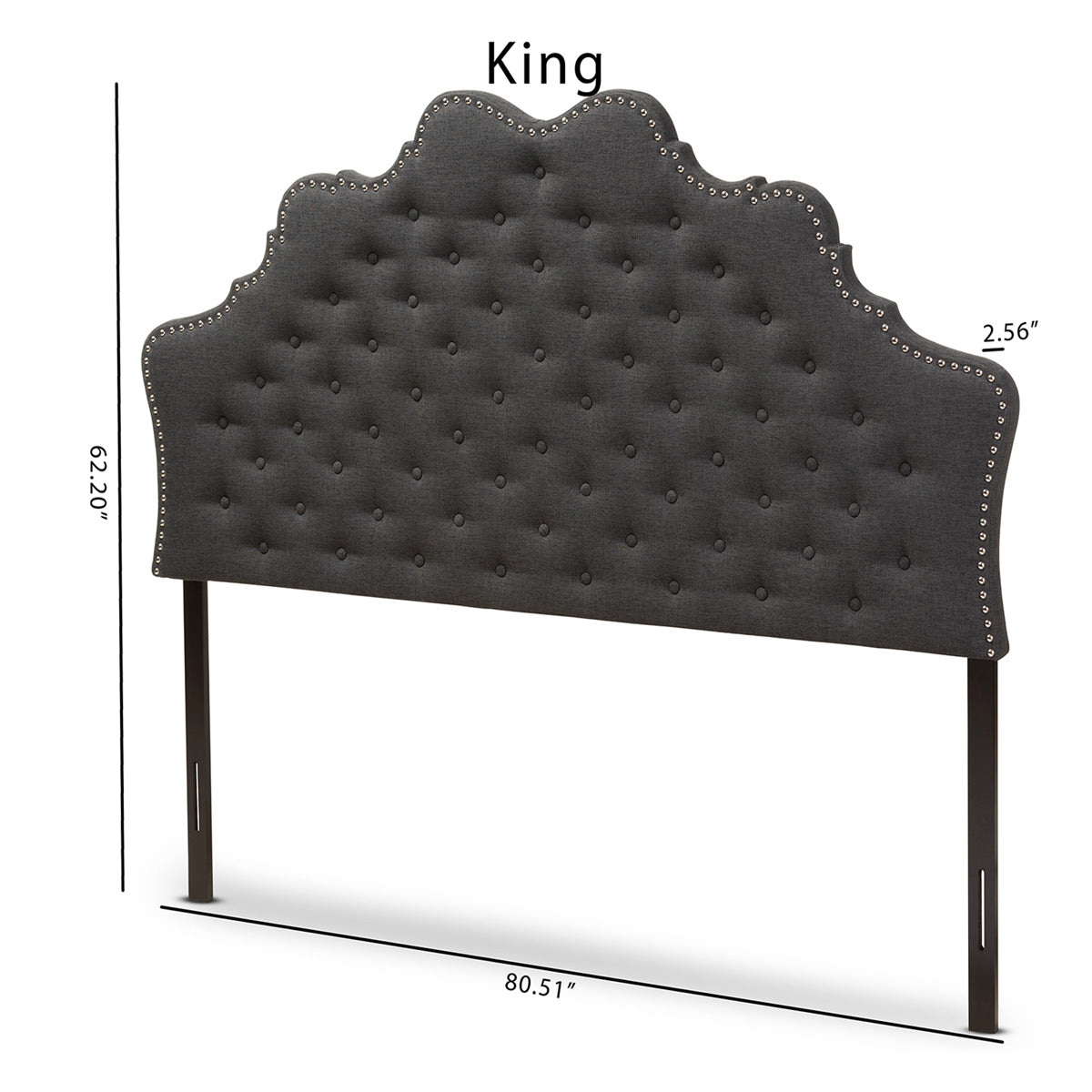 Baxton Studio Hilda Modern and Contemporary Dark Grey Fabric King Size Headboard Baxton Studio-Headboards-Minimal And Modern - 6