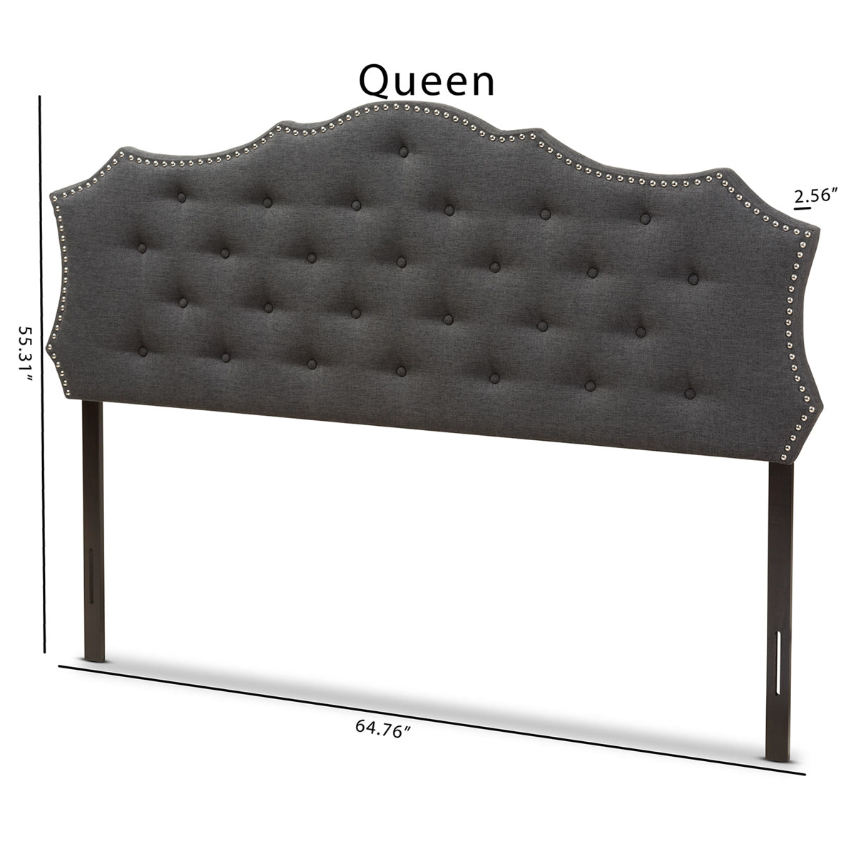 Baxton Studio Aurora Modern and Contemporary Dark Grey Fabric Queen Size Headboard Baxton Studio-Headboards-Minimal And Modern - 6