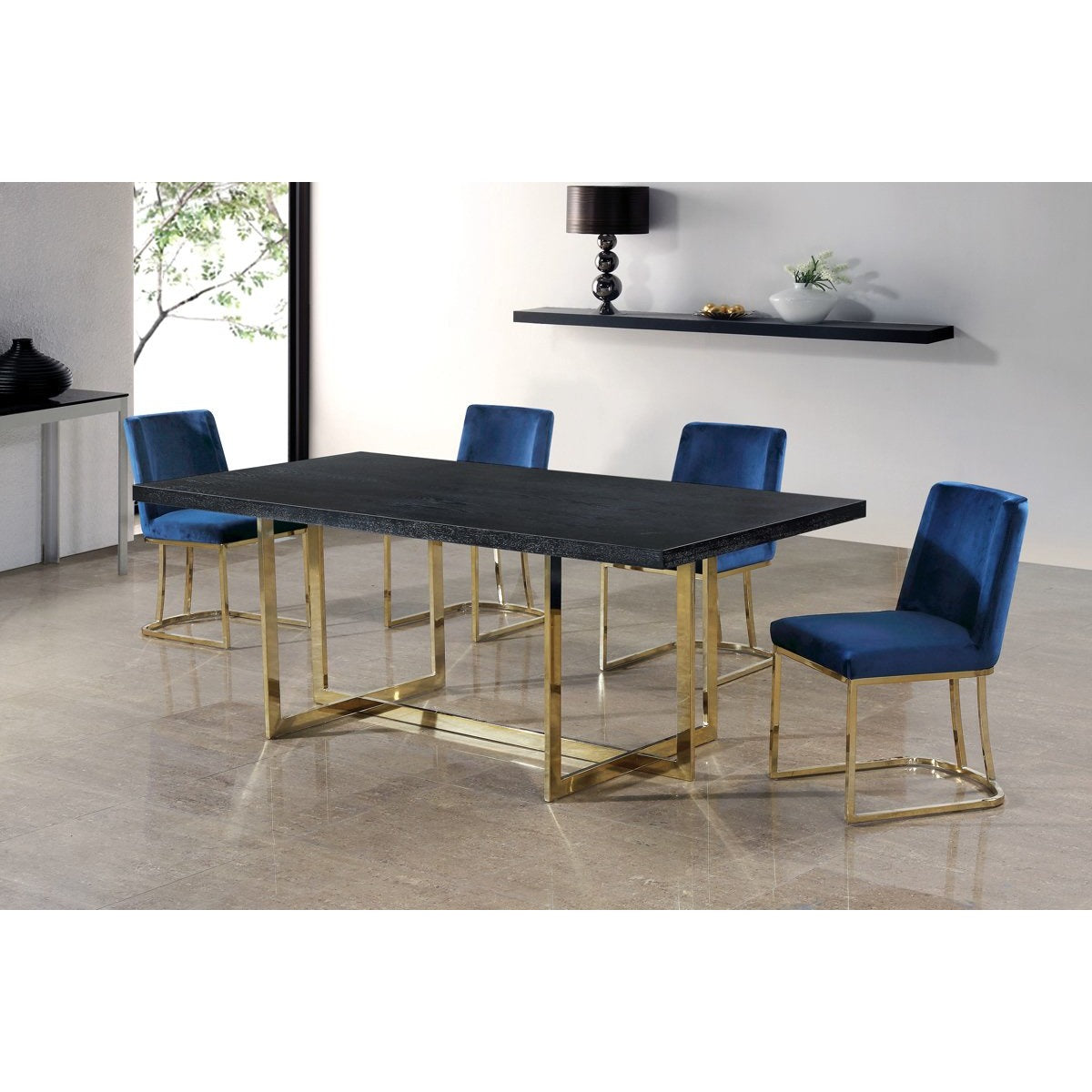 Meridian Furniture Heidi Navy Velvet Dining Chair-Minimal & Modern