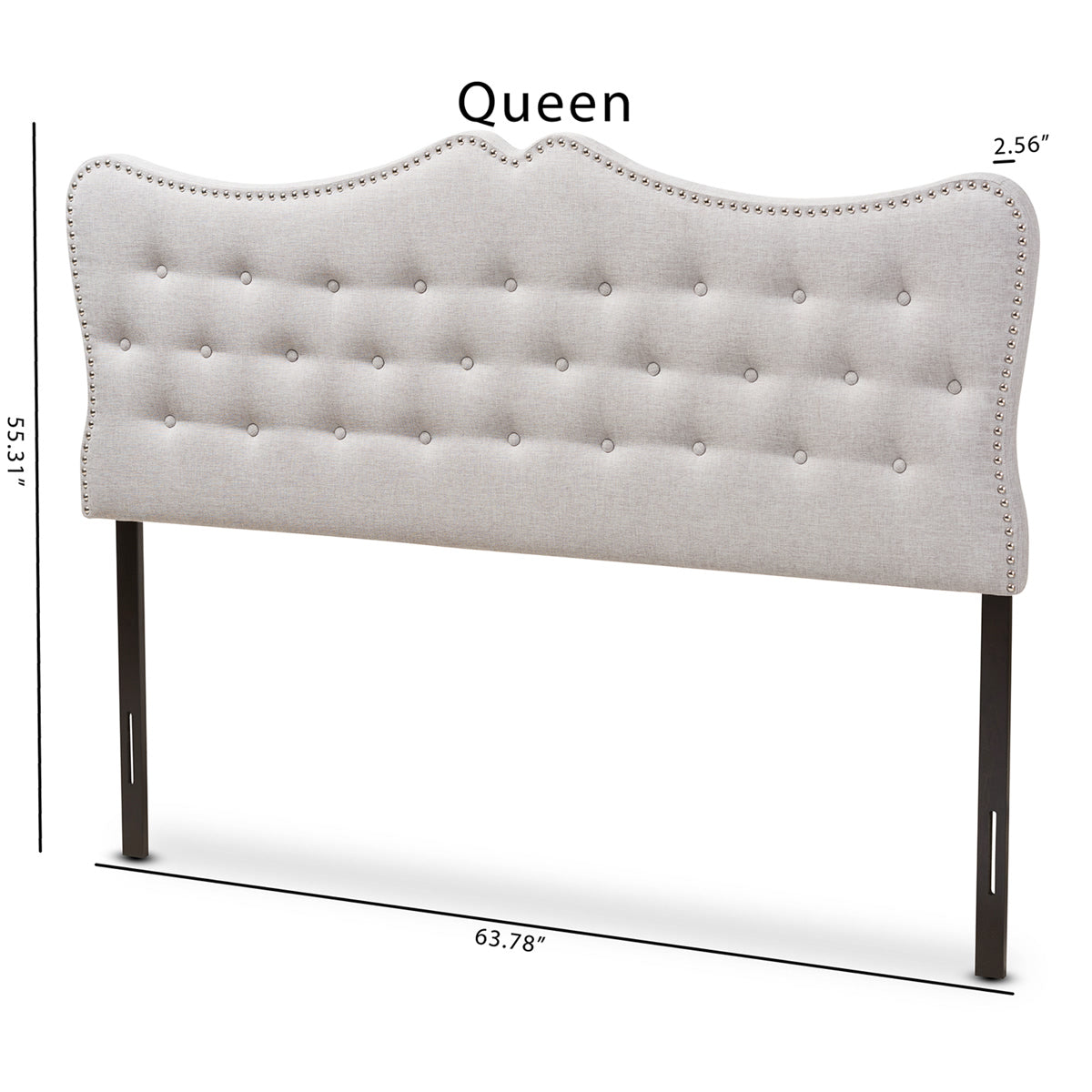 Baxton Studio Emma Modern and Contemporary Greyish Beige Fabric Queen Size Headboard Baxton Studio-Headboards-Minimal And Modern - 6