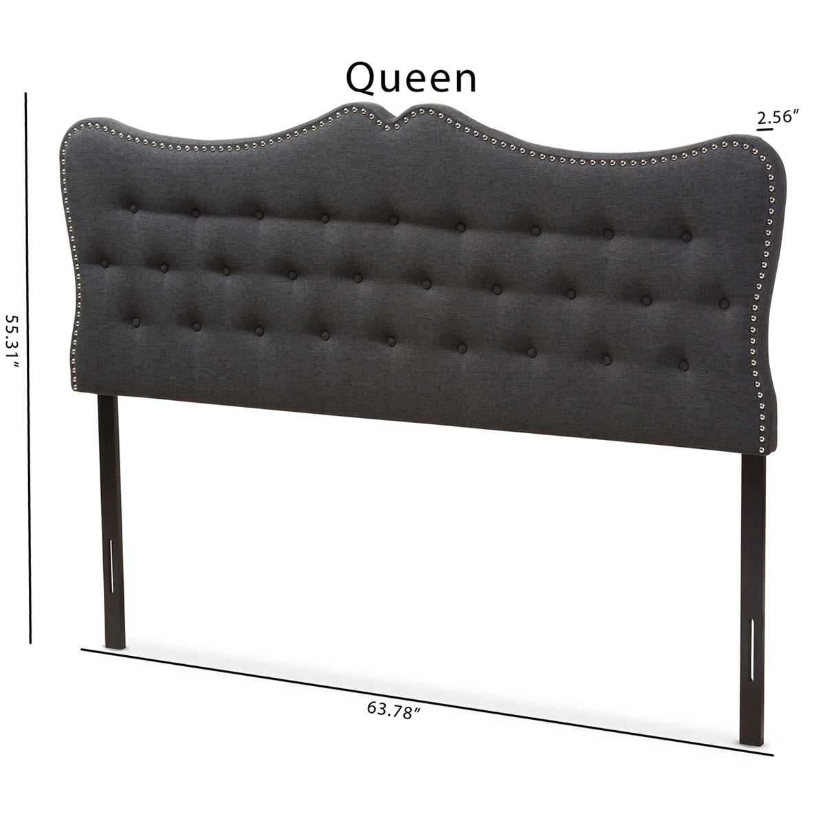 Baxton Studio Emma Modern and Contemporary Dark Grey Fabric Queen Size Headboard Baxton Studio-Headboards-Minimal And Modern - 6