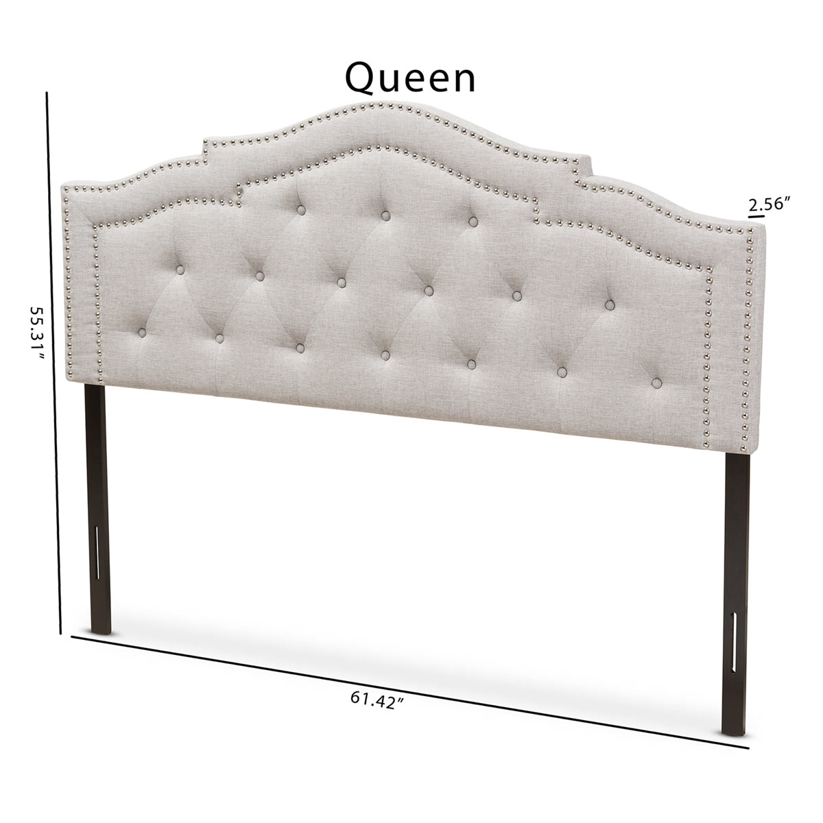 Baxton Studio Edith Modern and Contemporary Greyish Beige Fabric Queen Size Headboard Baxton Studio-Headboards-Minimal And Modern - 6