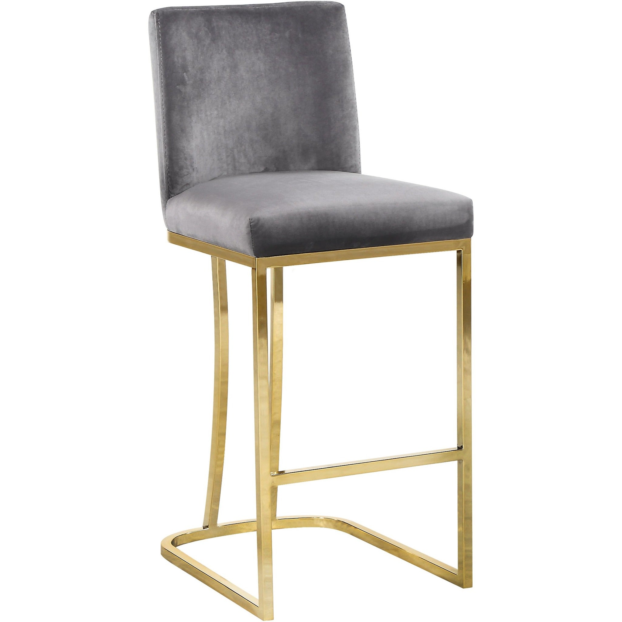 Meridian Furniture Heidi Grey Velvet Stool-Minimal & Modern