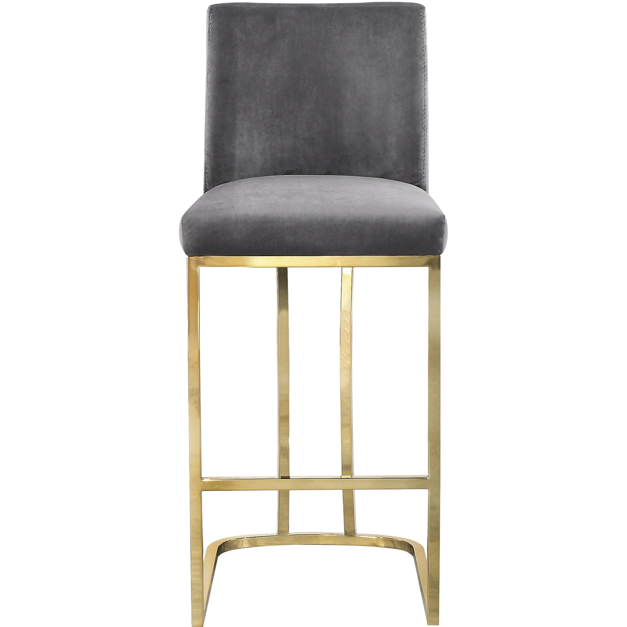 Meridian Furniture Heidi Grey Velvet Stool-Minimal & Modern