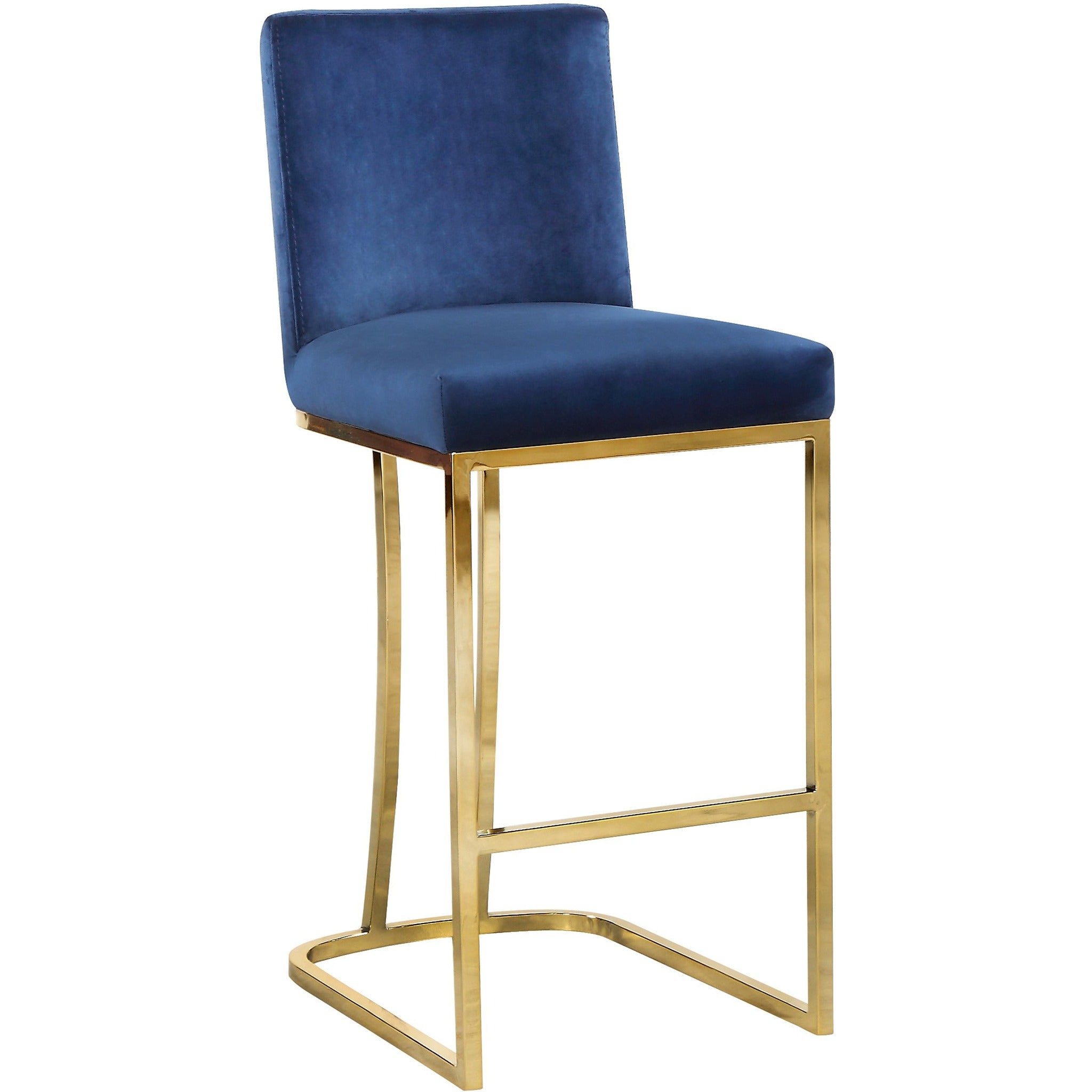 Meridian Furniture Heidi Navy Velvet Stool-Minimal & Modern