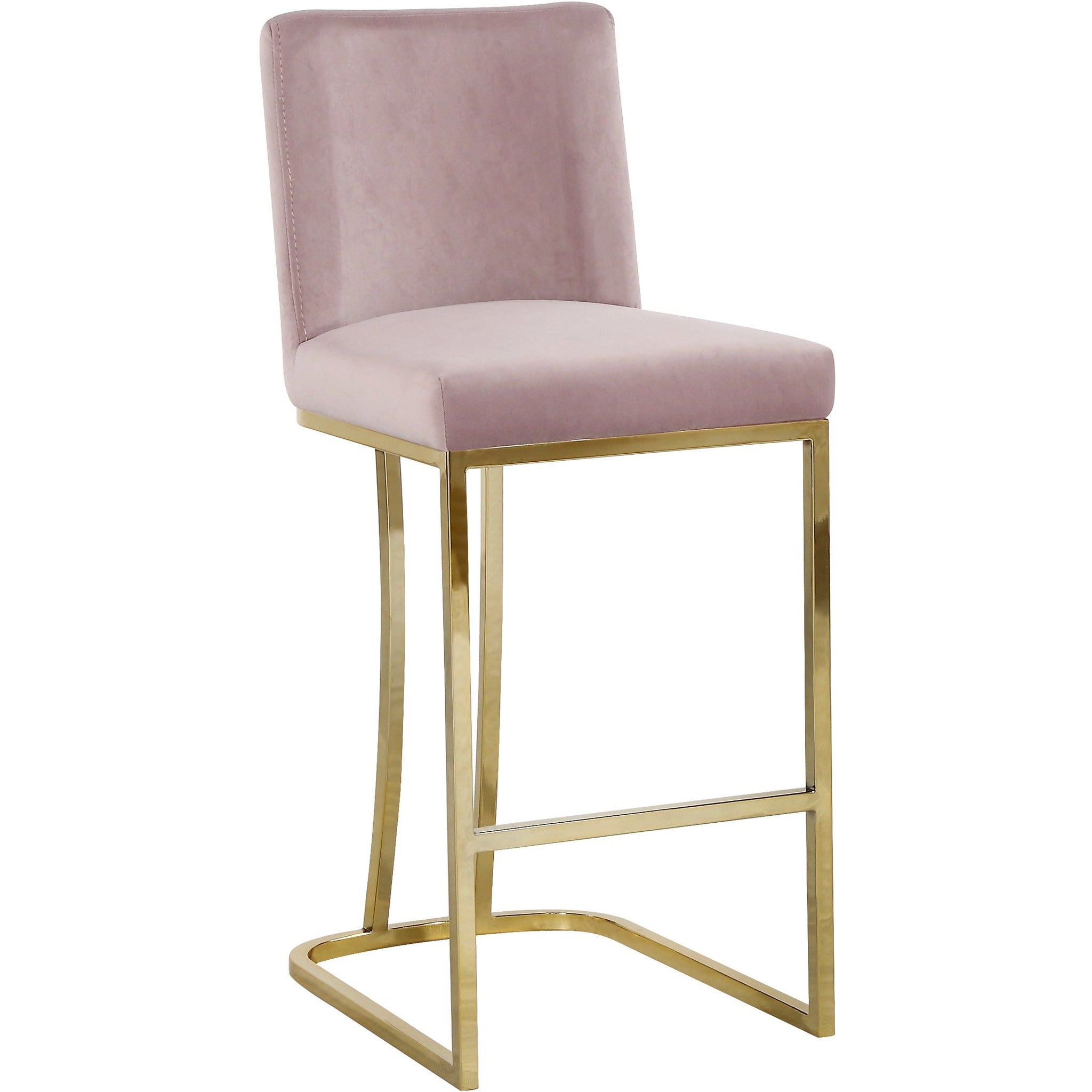 Meridian Furniture Heidi Pink Velvet Stool-Minimal & Modern