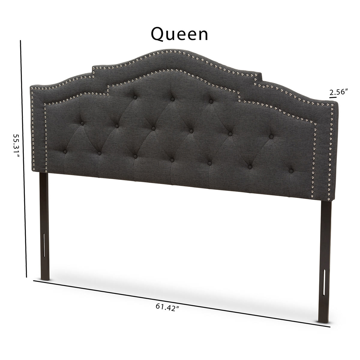 Baxton Studio Edith Modern and Contemporary Dark Grey Fabric Queen Size Headboard Baxton Studio-Headboards-Minimal And Modern - 6