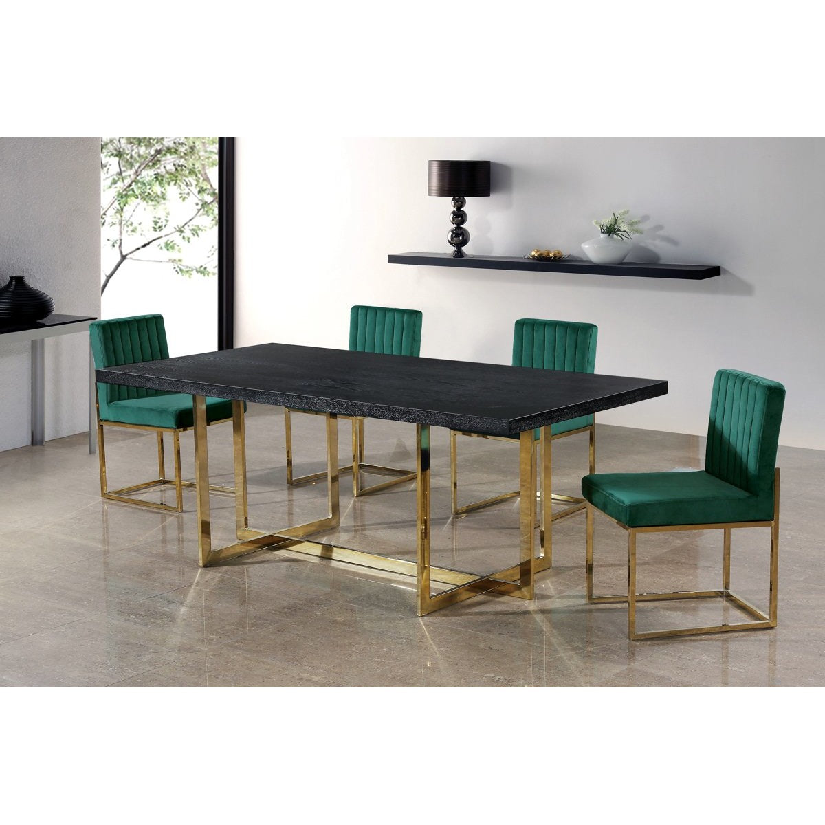 Meridian Furniture Giselle Green Velvet Dining Chair-Minimal & Modern