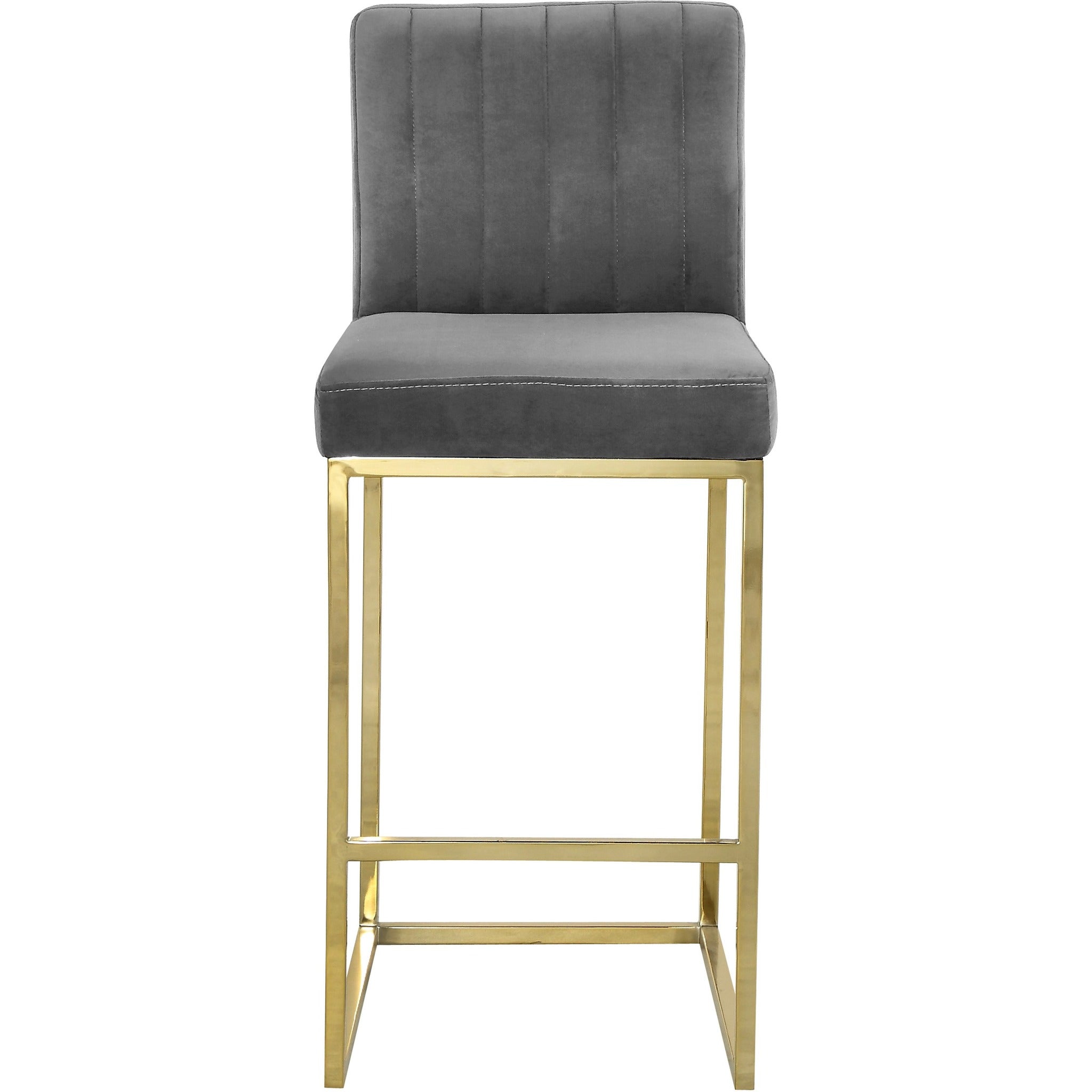 Meridian Furniture Giselle Grey Velvet Stool-Minimal & Modern