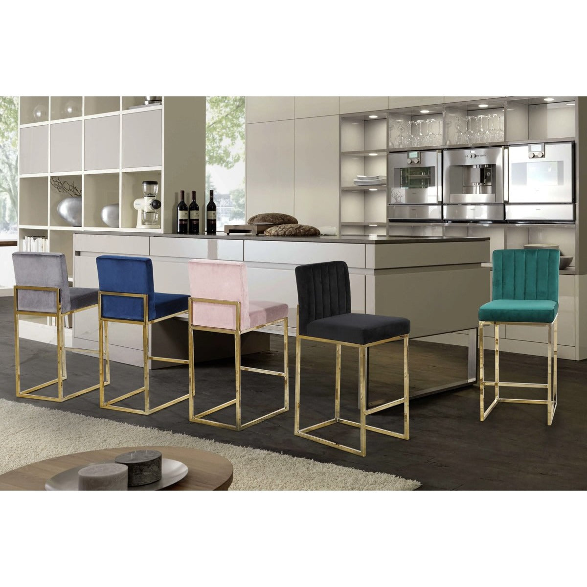 Meridian Furniture Giselle Pink Velvet Stool-Minimal & Modern