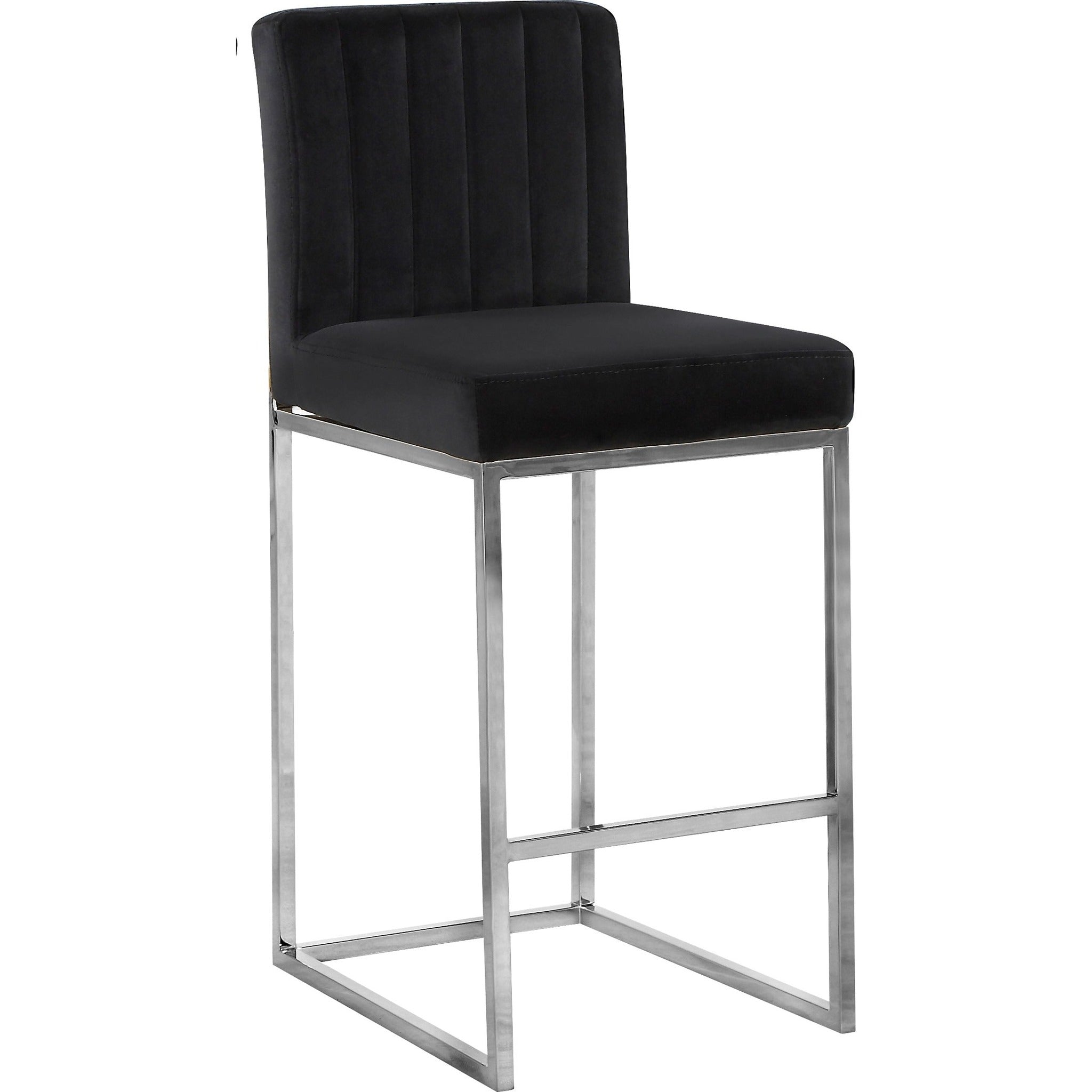 Meridian Furniture Giselle Black Velvet Stool-Minimal & Modern