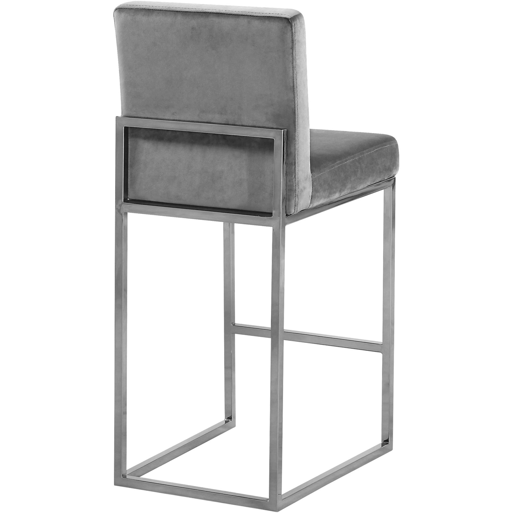 Meridian Furniture Giselle Grey Velvet Stool-Minimal & Modern