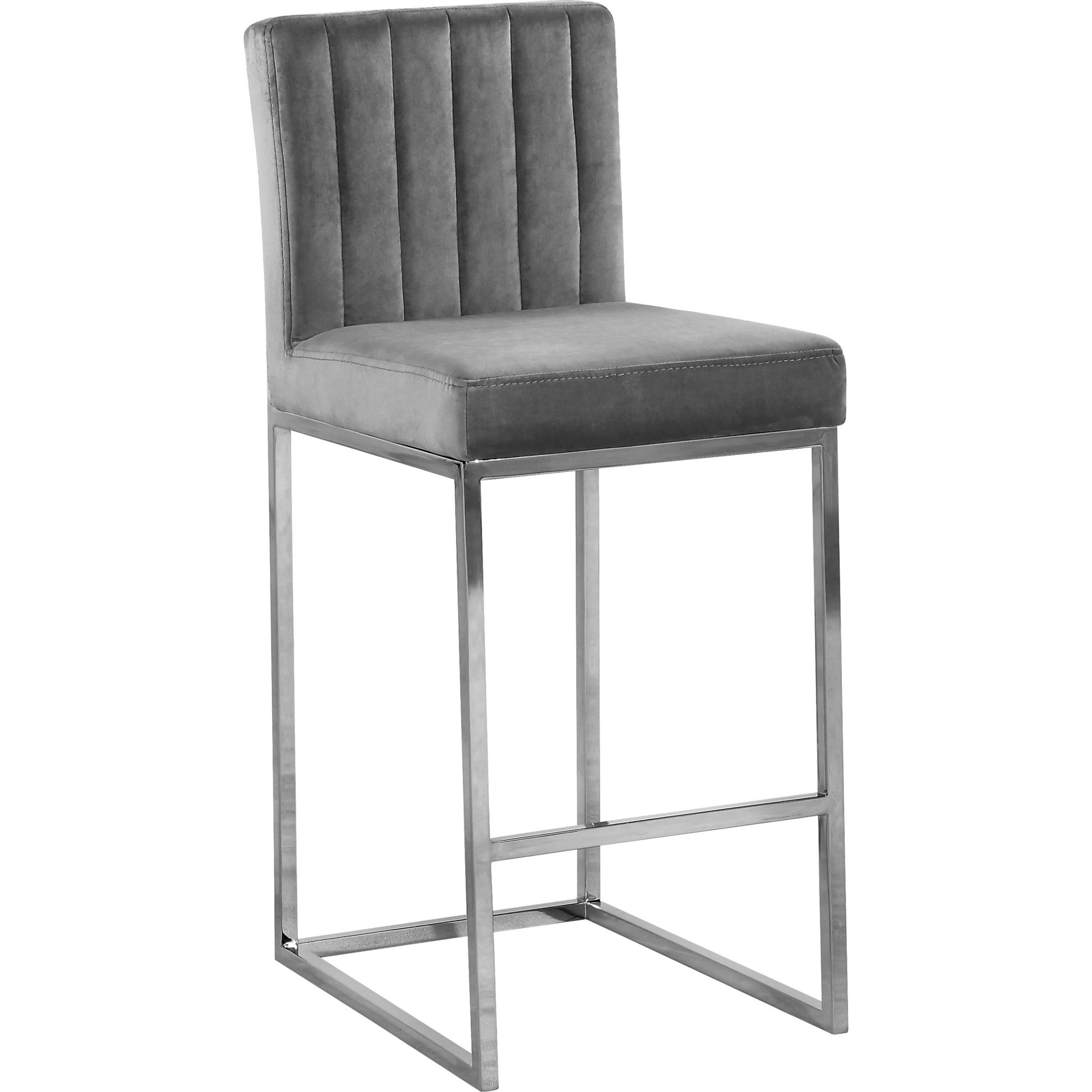 Meridian Furniture Giselle Grey Velvet Stool-Minimal & Modern