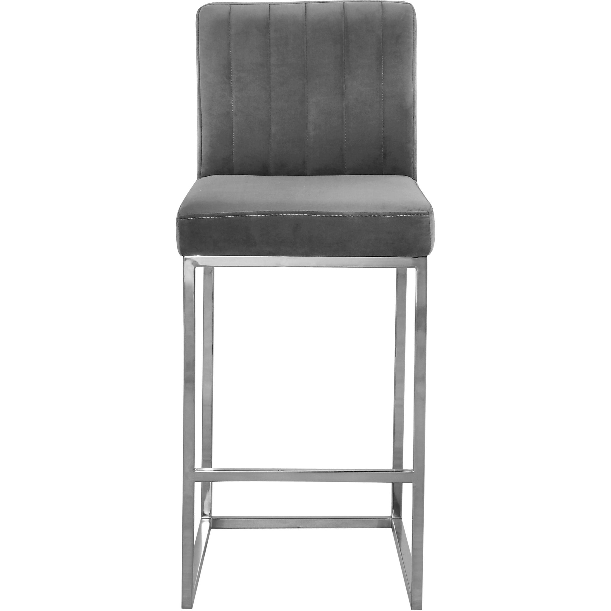 Meridian Furniture Giselle Grey Velvet Stool-Minimal & Modern