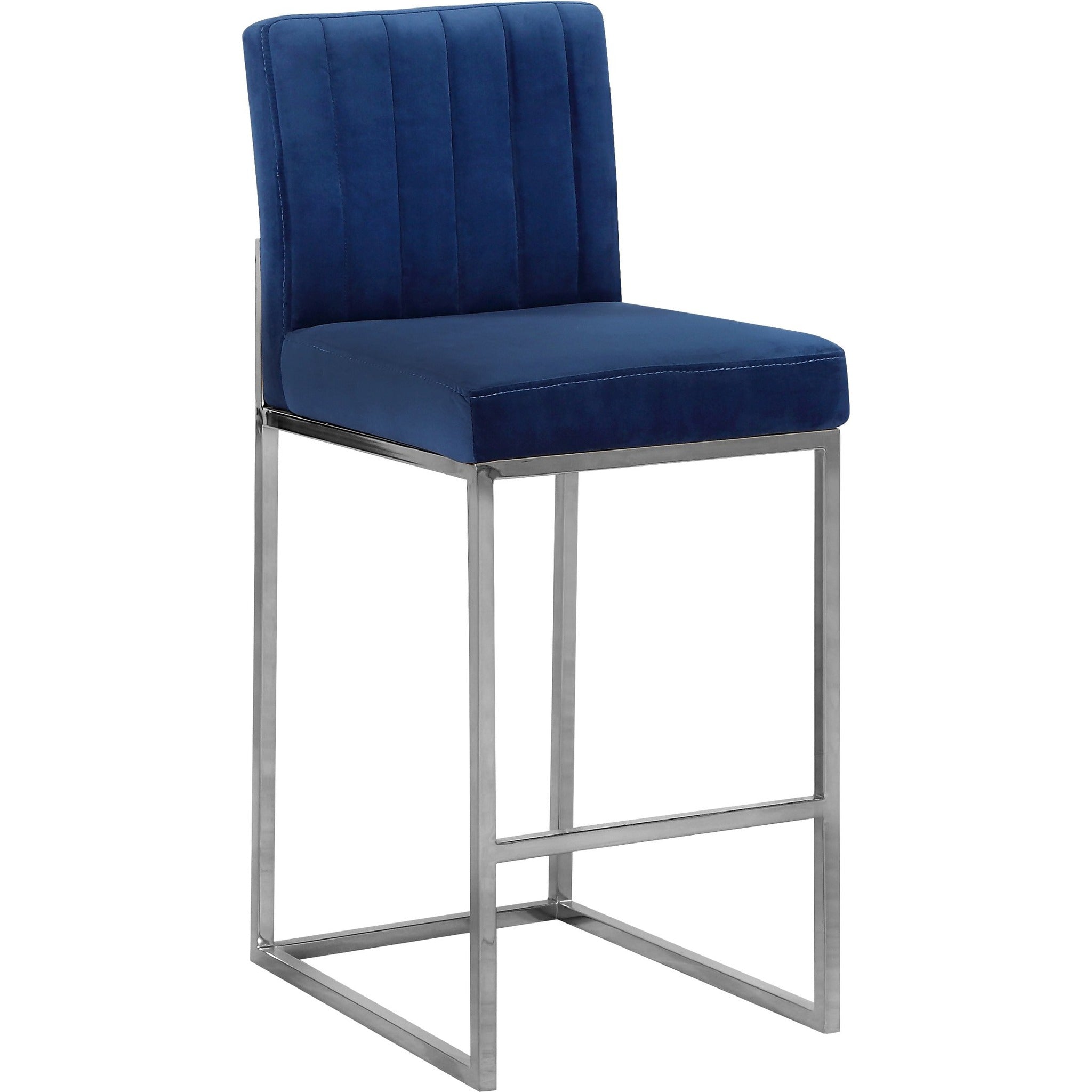 Meridian Furniture Giselle Navy Velvet Stool-Minimal & Modern