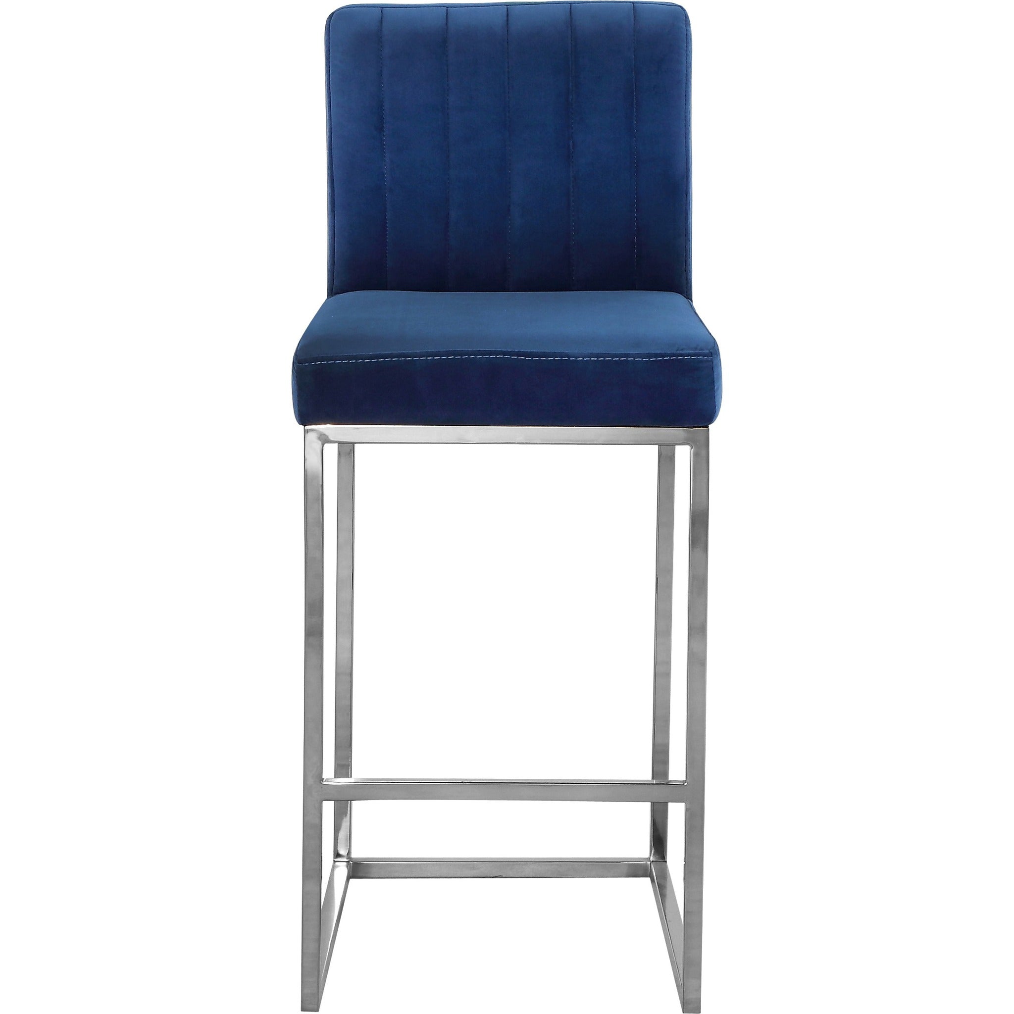 Meridian Furniture Giselle Navy Velvet Stool-Minimal & Modern