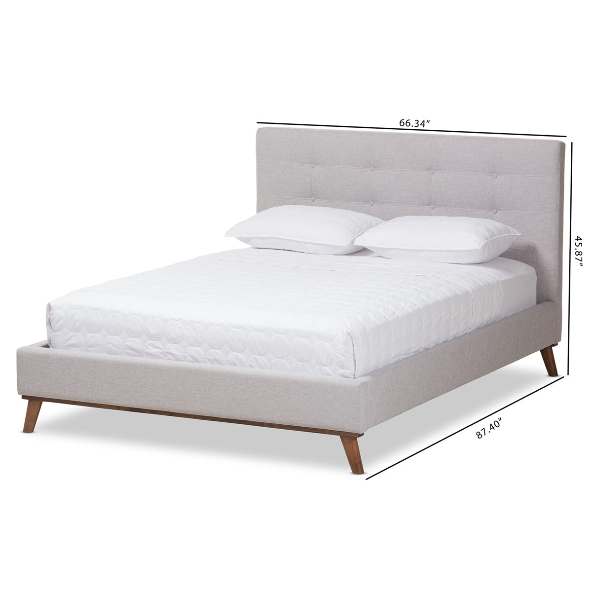 Baxton Studio Valencia Mid-Century Modern Greyish Beige Fabric King Size Platform Bed Baxton Studio-beds-Minimal And Modern - 2