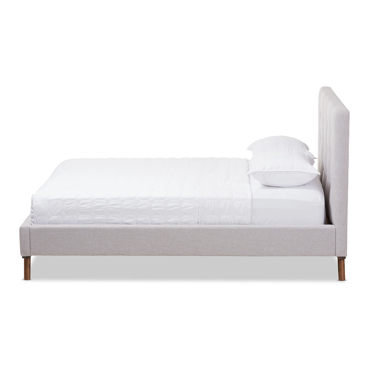 Baxton Studio Valencia Mid-Century Modern Greyish Beige Fabric King Size Platform Bed Baxton Studio-beds-Minimal And Modern - 3