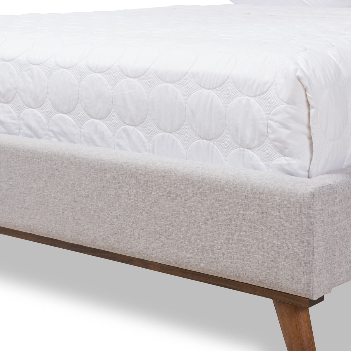 Baxton Studio Valencia Mid-Century Modern Greyish Beige Fabric King Size Platform Bed Baxton Studio-beds-Minimal And Modern - 7