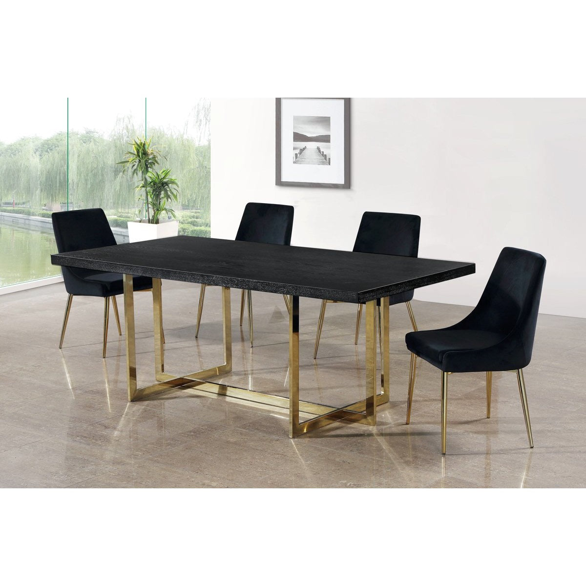 Meridian Furniture Karina Black Velvet Dining Chair-Minimal & Modern