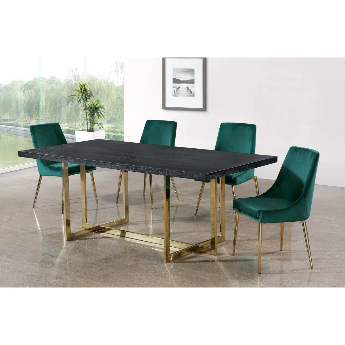 Meridian Furniture Karina Green Velvet Dining Chair-Minimal & Modern