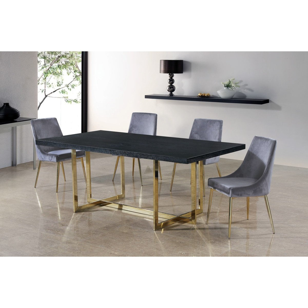 Meridian Furniture Karina Grey Velvet Dining Chair-Minimal & Modern