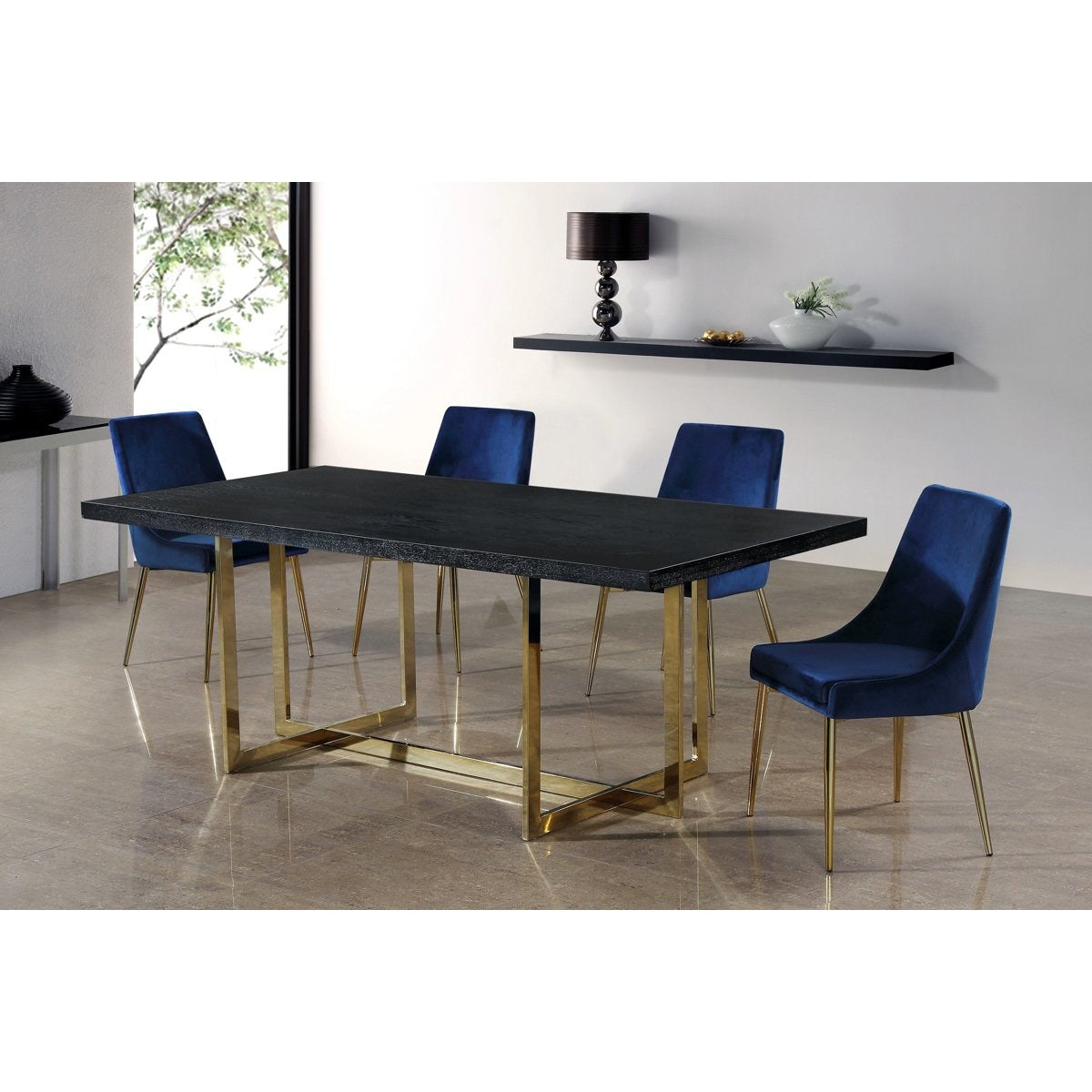 Meridian Furniture Karina Navy Velvet Dining Chair-Minimal & Modern