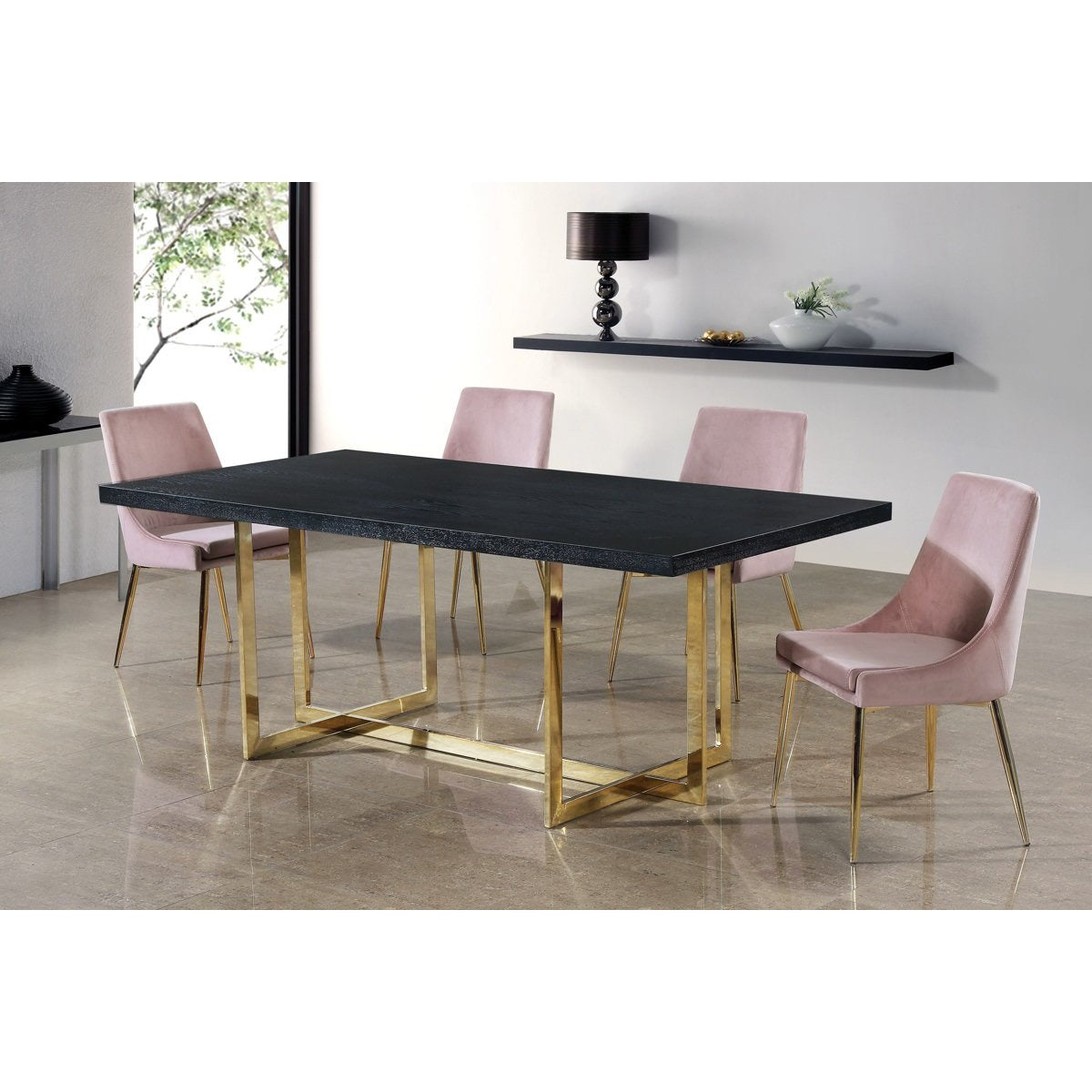 Meridian Furniture Karina Pink Velvet Dining Chair-Minimal & Modern