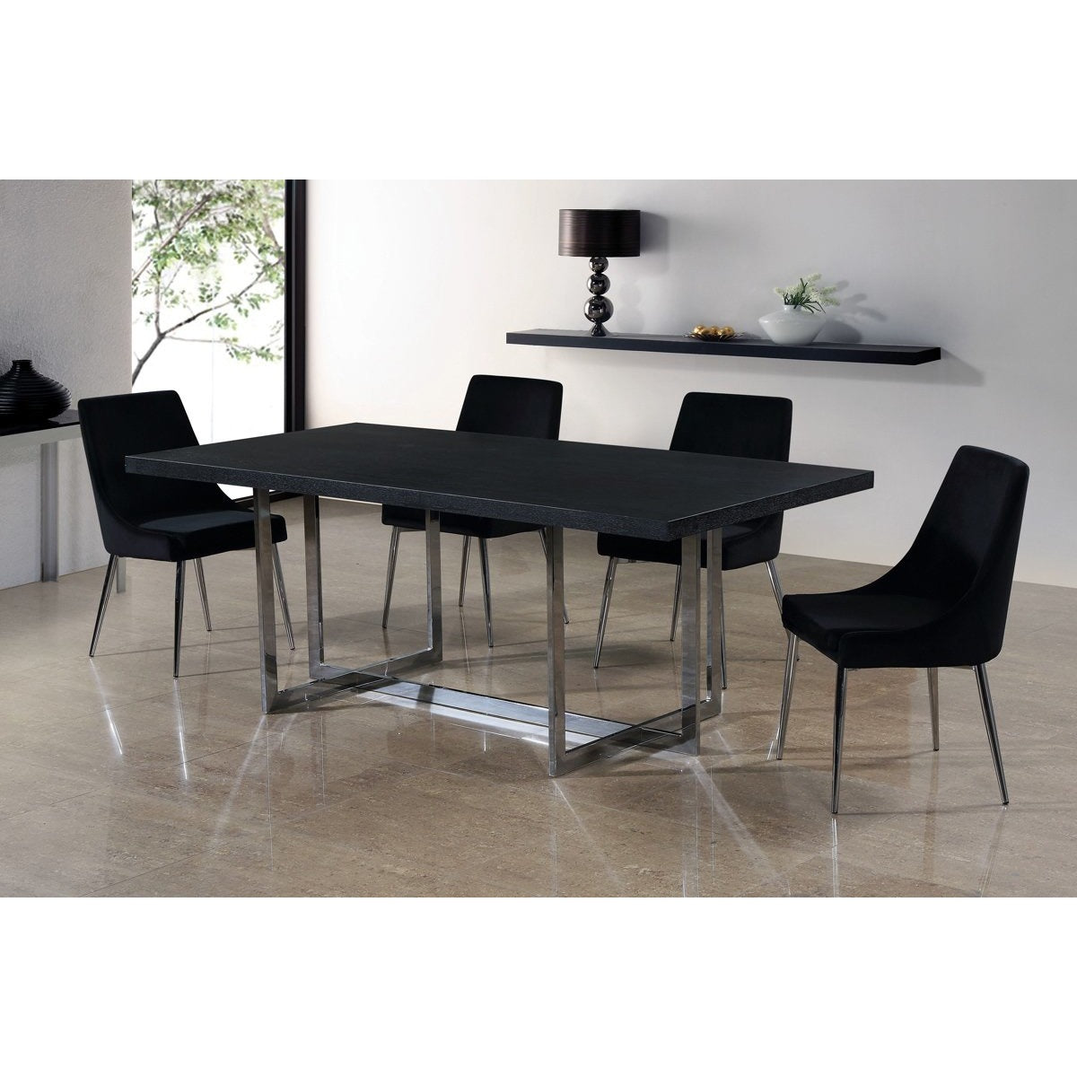 Meridian Furniture Karina Black Velvet Dining Chair-Minimal & Modern