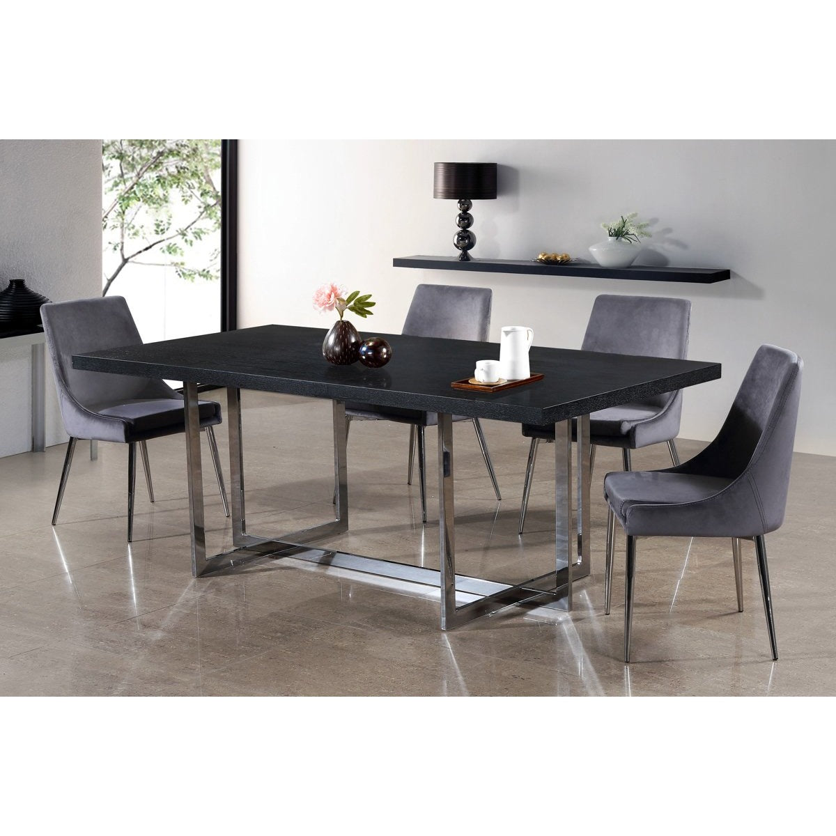 Meridian Furniture Karina Grey Velvet Dining Chair-Minimal & Modern