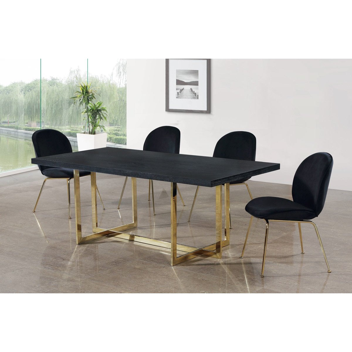 Meridian Furniture Paris Black Velvet Dining Chair-Minimal & Modern