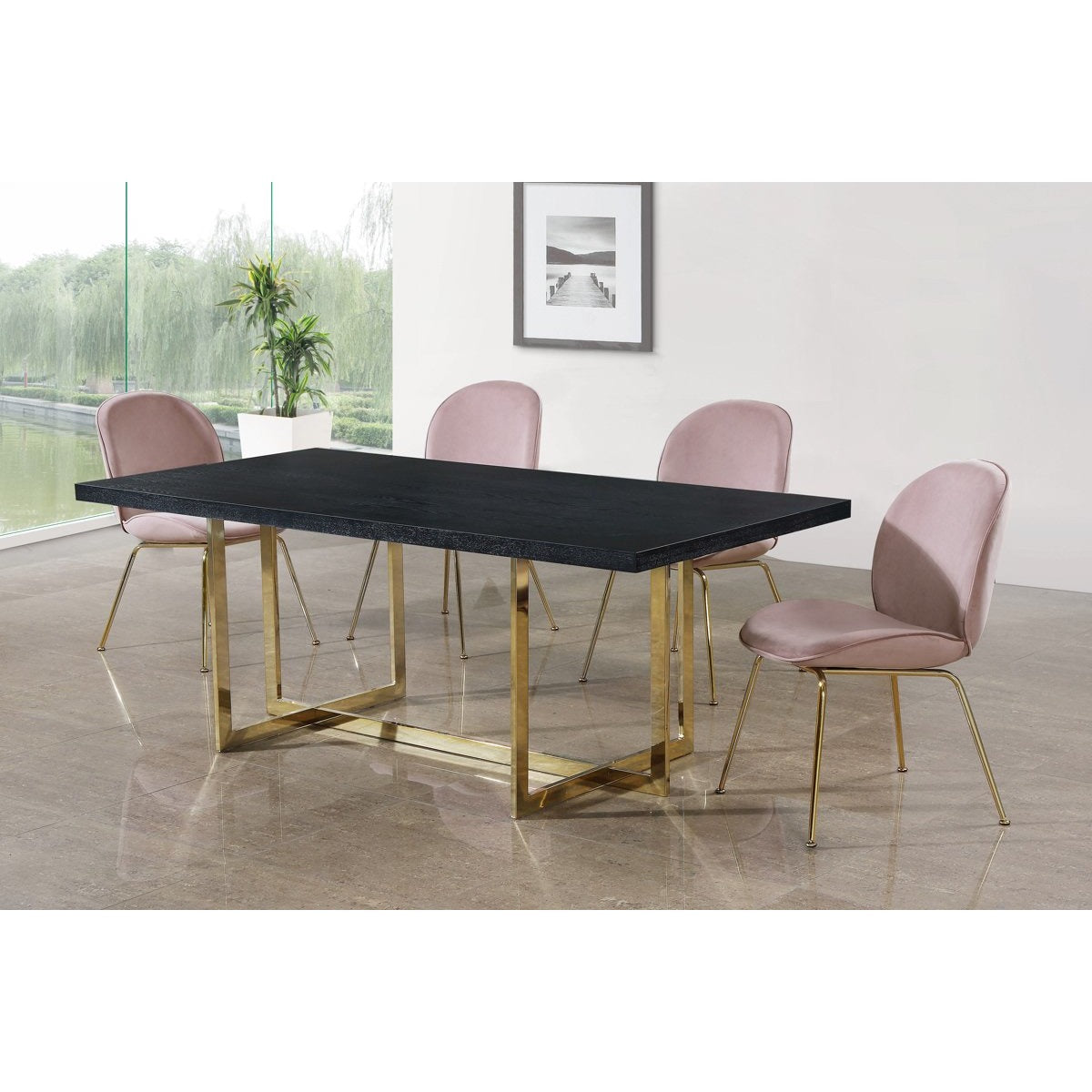 Meridian Furniture Paris Pink Velvet Dining Chair-Minimal & Modern