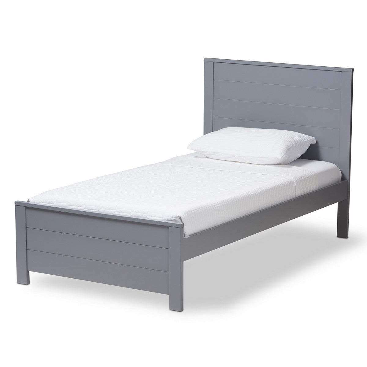 Baxton Studio Catalina Modern Classic Mission Style Grey-Finished Wood Twin Platform Bed Baxton Studio-beds-Minimal And Modern - 1