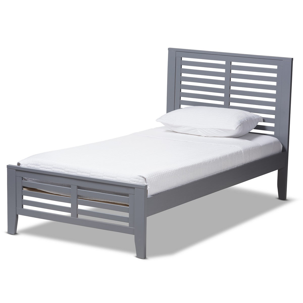 Baxton Studio Sedona Modern Classic Mission Style Grey-Finished Wood Twin Platform Bed Baxton Studio-beds-Minimal And Modern - 1