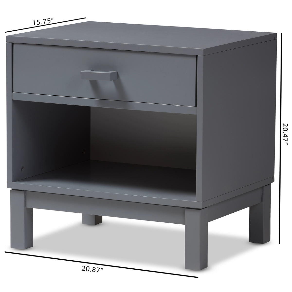 Baxton Studio Deirdre Modern and Contemporary Grey Wood 1-Drawer Nightstand Baxton Studio-nightstands-Minimal And Modern - 2