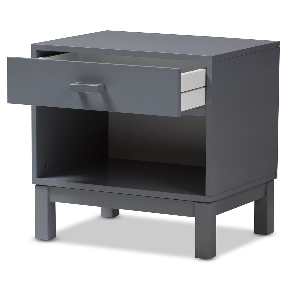 Baxton Studio Deirdre Modern and Contemporary Grey Wood 1-Drawer Nightstand Baxton Studio-nightstands-Minimal And Modern - 3