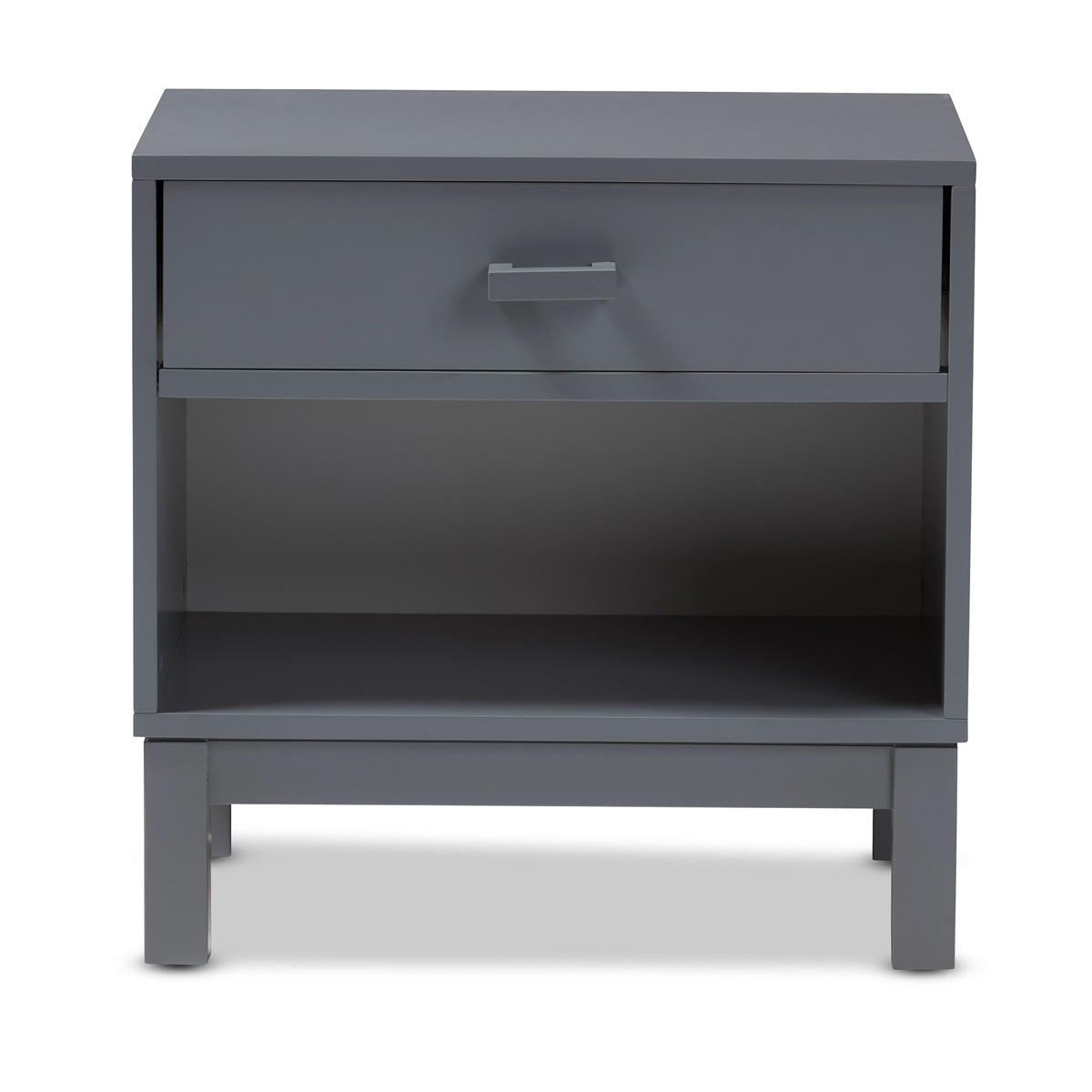 Baxton Studio Deirdre Modern and Contemporary Grey Wood 1-Drawer Nightstand Baxton Studio-nightstands-Minimal And Modern - 4