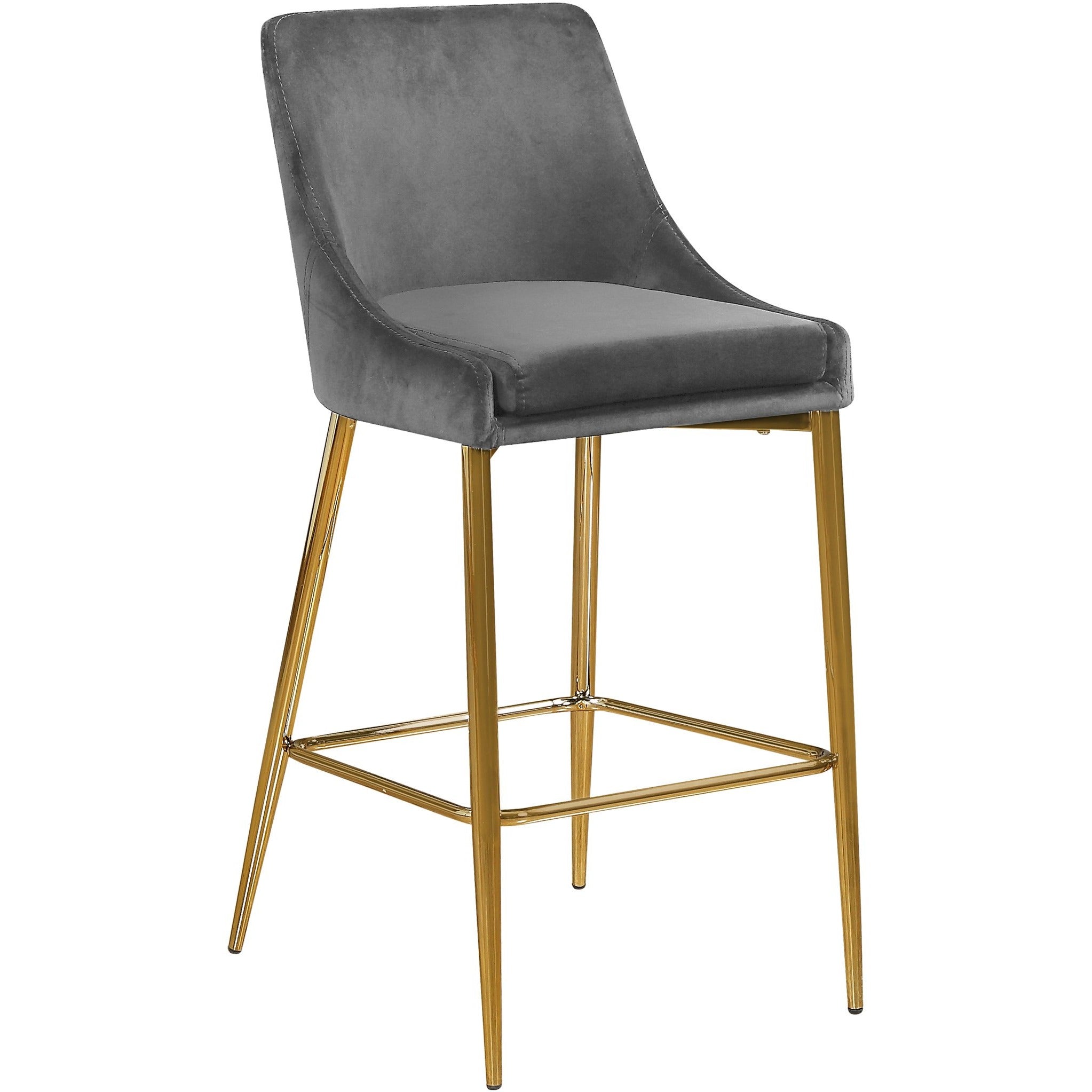 Meridian Furniture Karina Grey Velvet Stool-Minimal & Modern