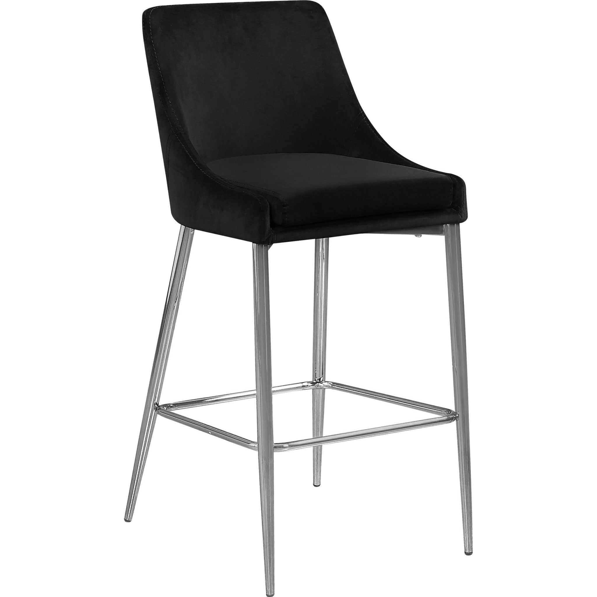 Meridian Furniture Karina Black Velvet Stool-Minimal & Modern