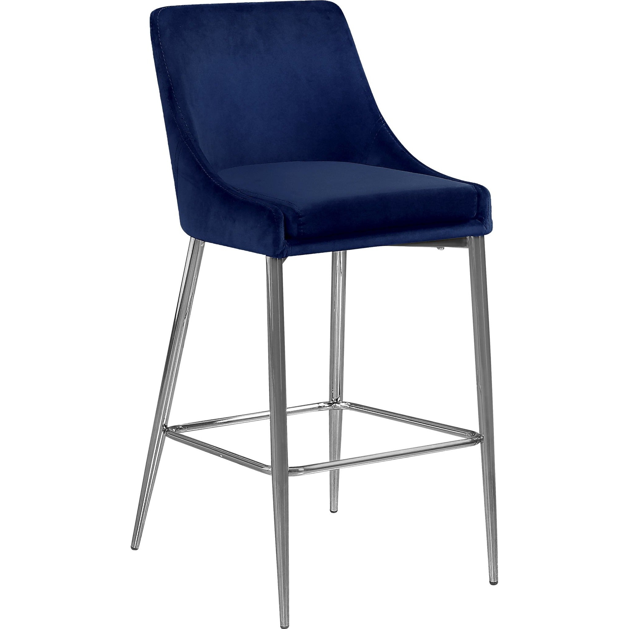 Meridian Furniture Karina Navy Velvet Stool-Minimal & Modern