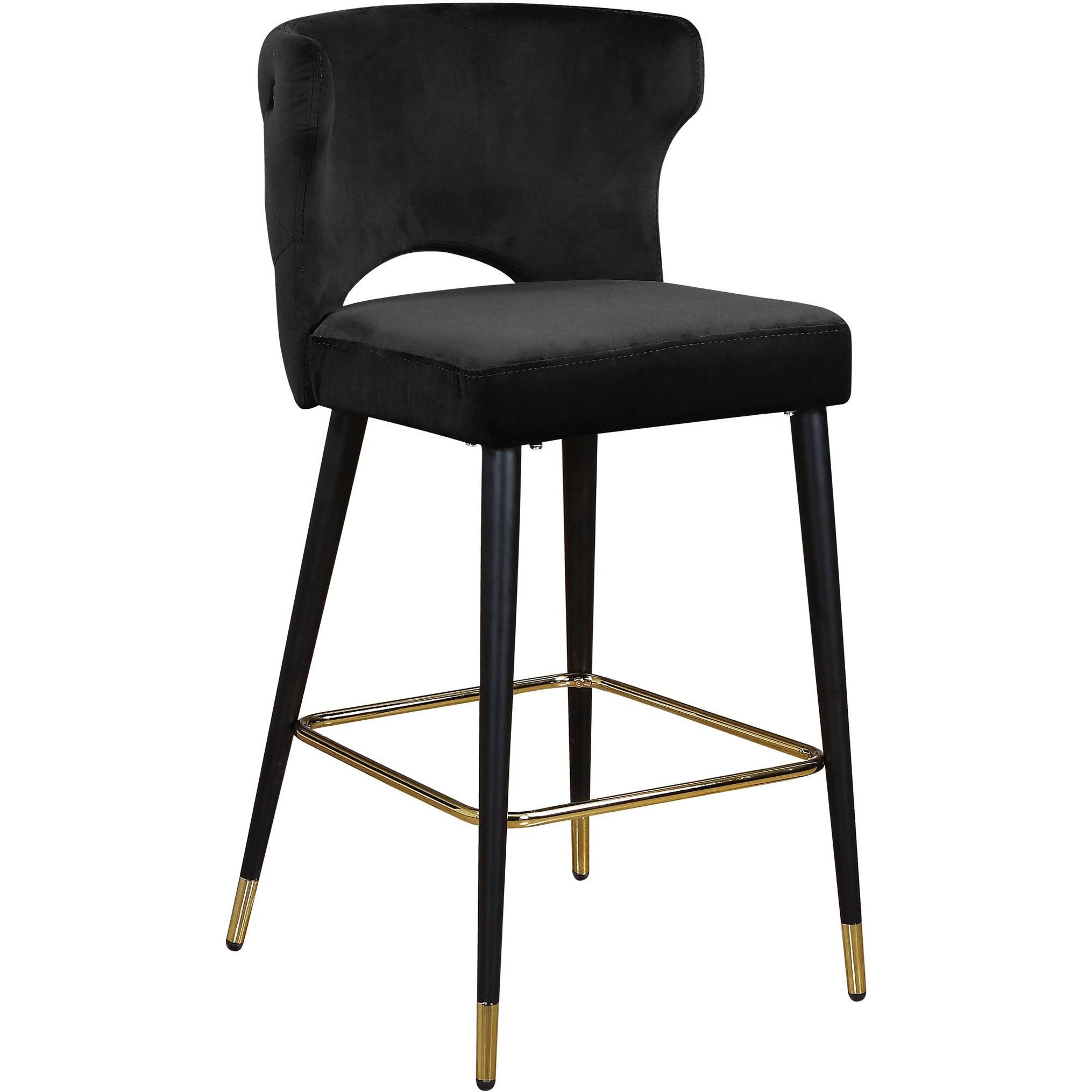 Meridian Furniture Kelly Black Velvet Stool-Minimal & Modern