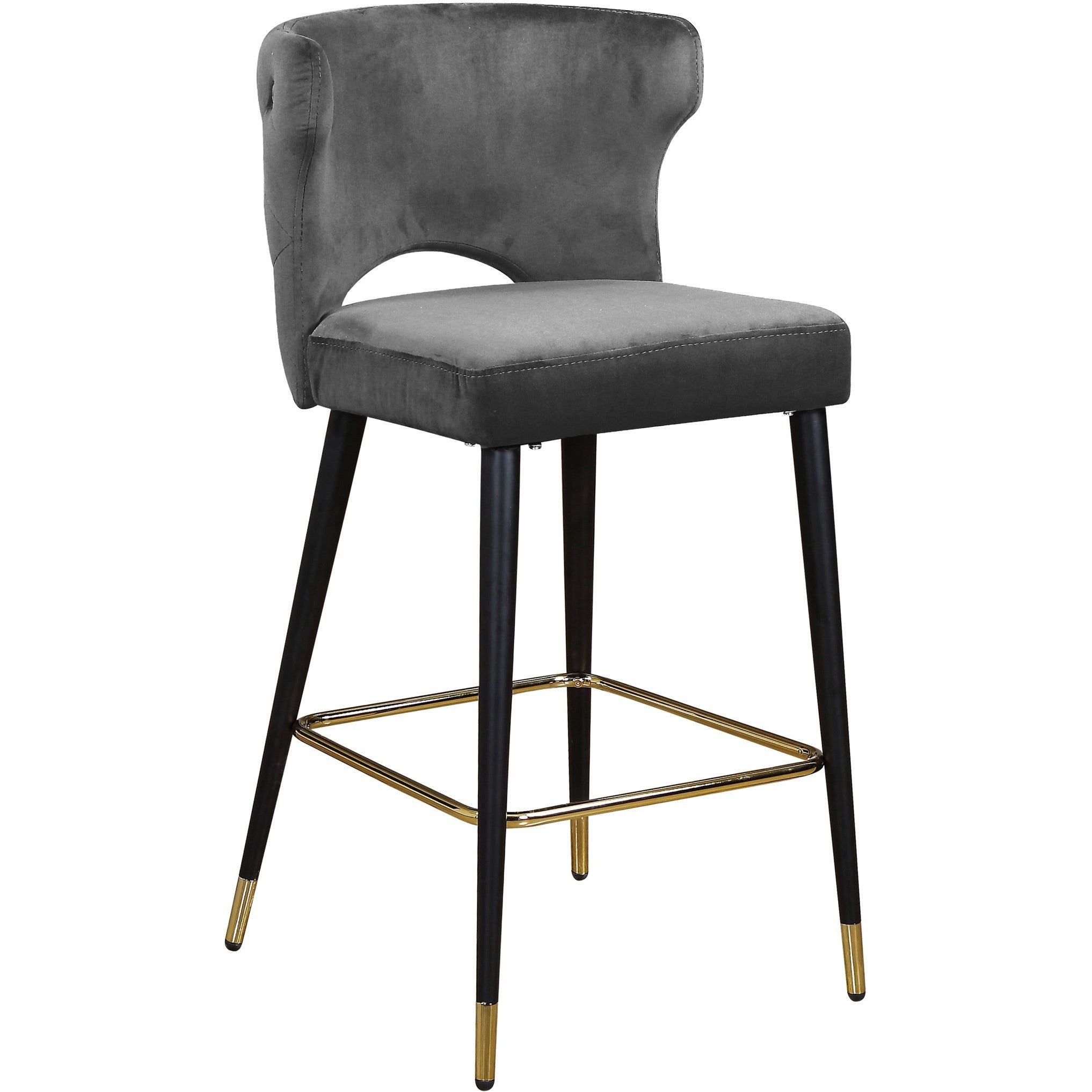 Meridian Furniture Kelly Grey Velvet Stool-Minimal & Modern