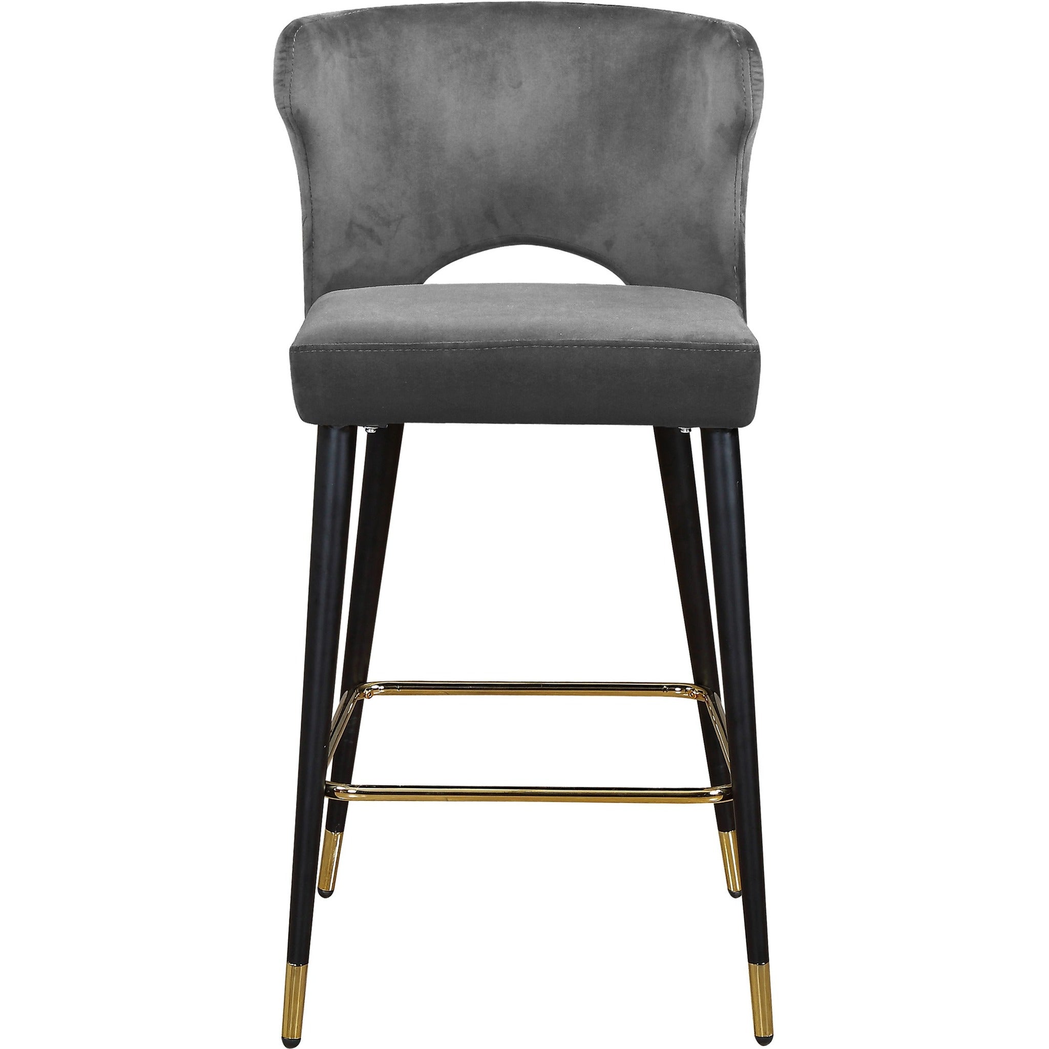 Meridian Furniture Kelly Grey Velvet Stool-Minimal & Modern